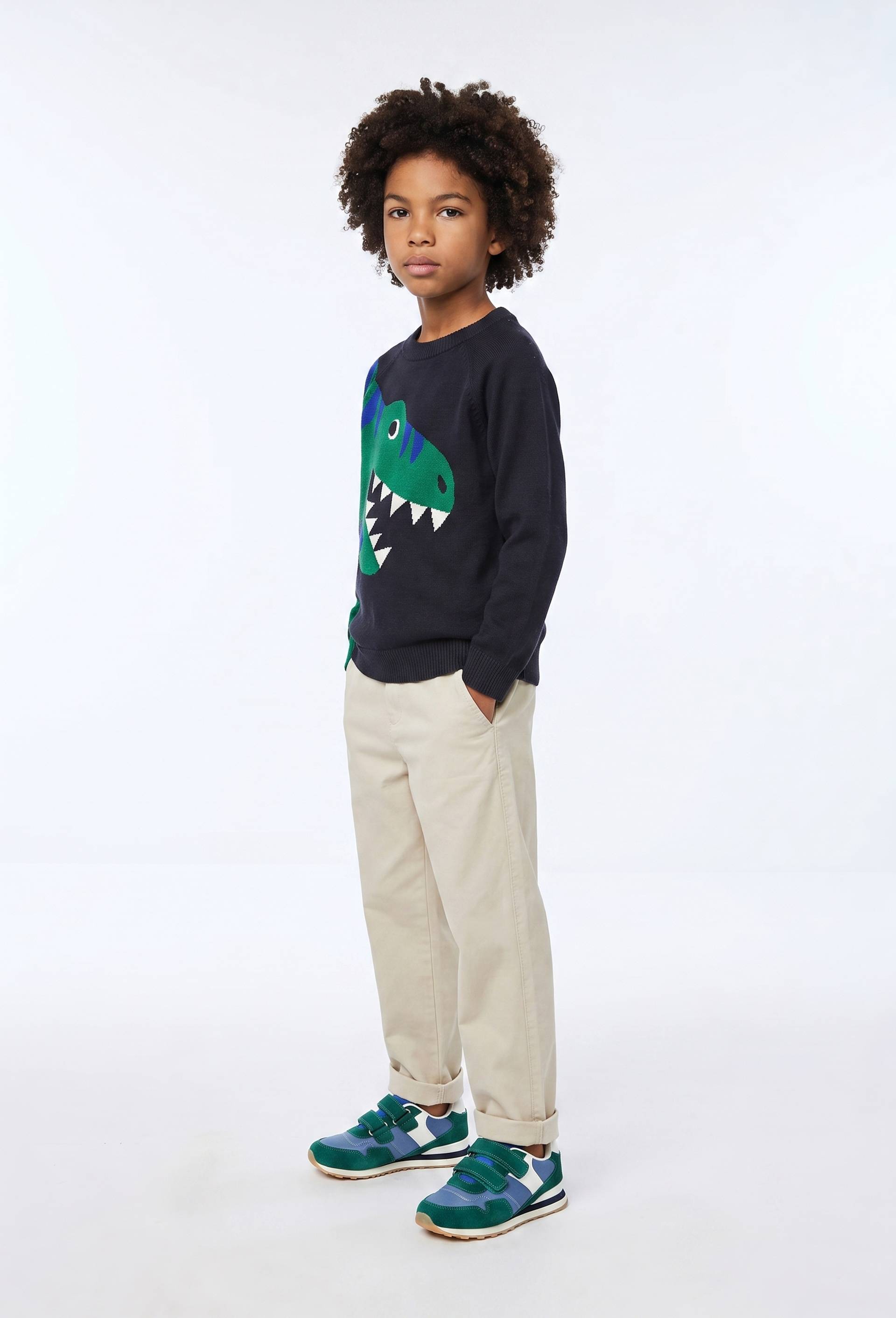 Pantalon chino droit uni, en coton, Beige, large image number 1