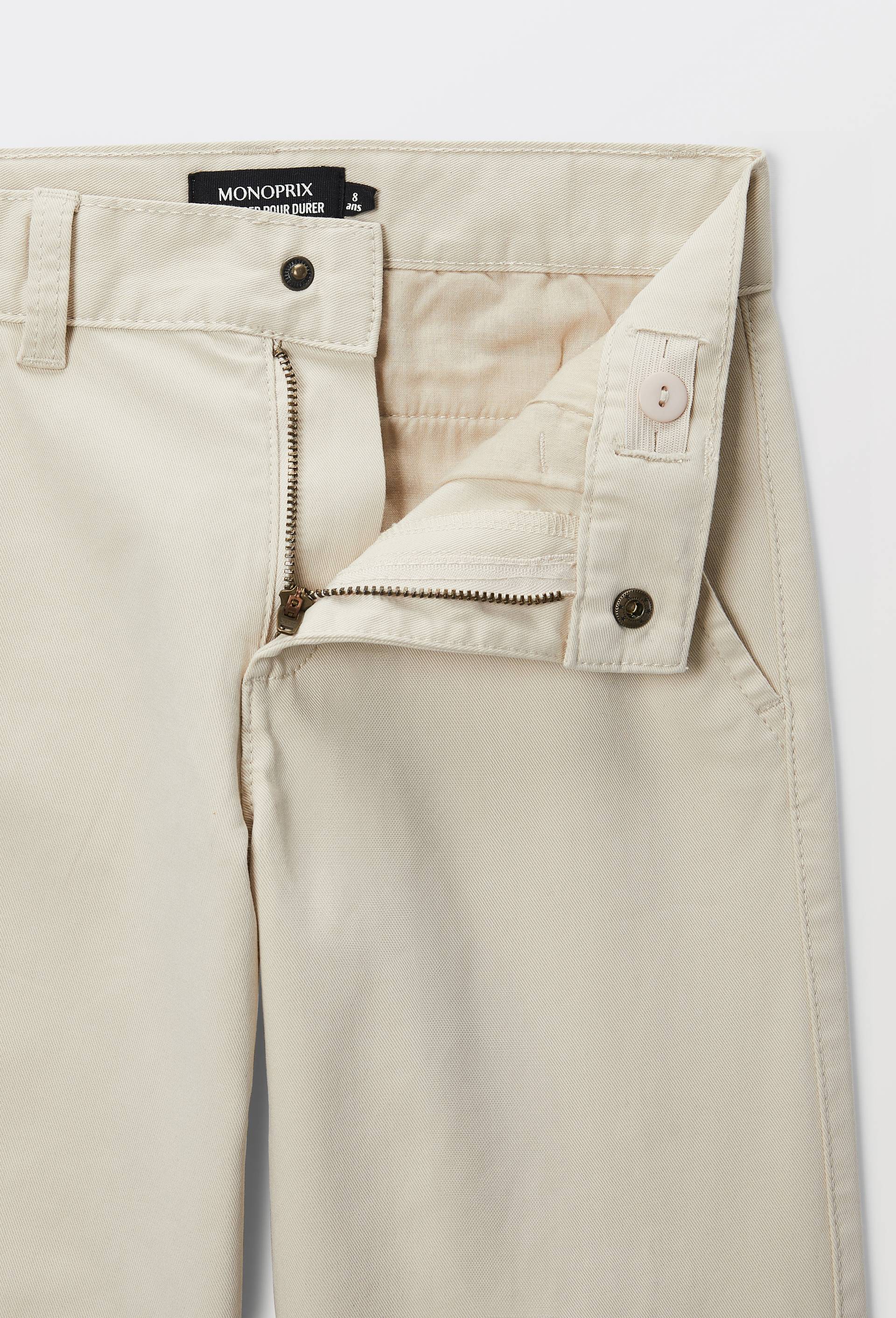 Pantalon chino droit uni, en coton, Beige, large image number 4