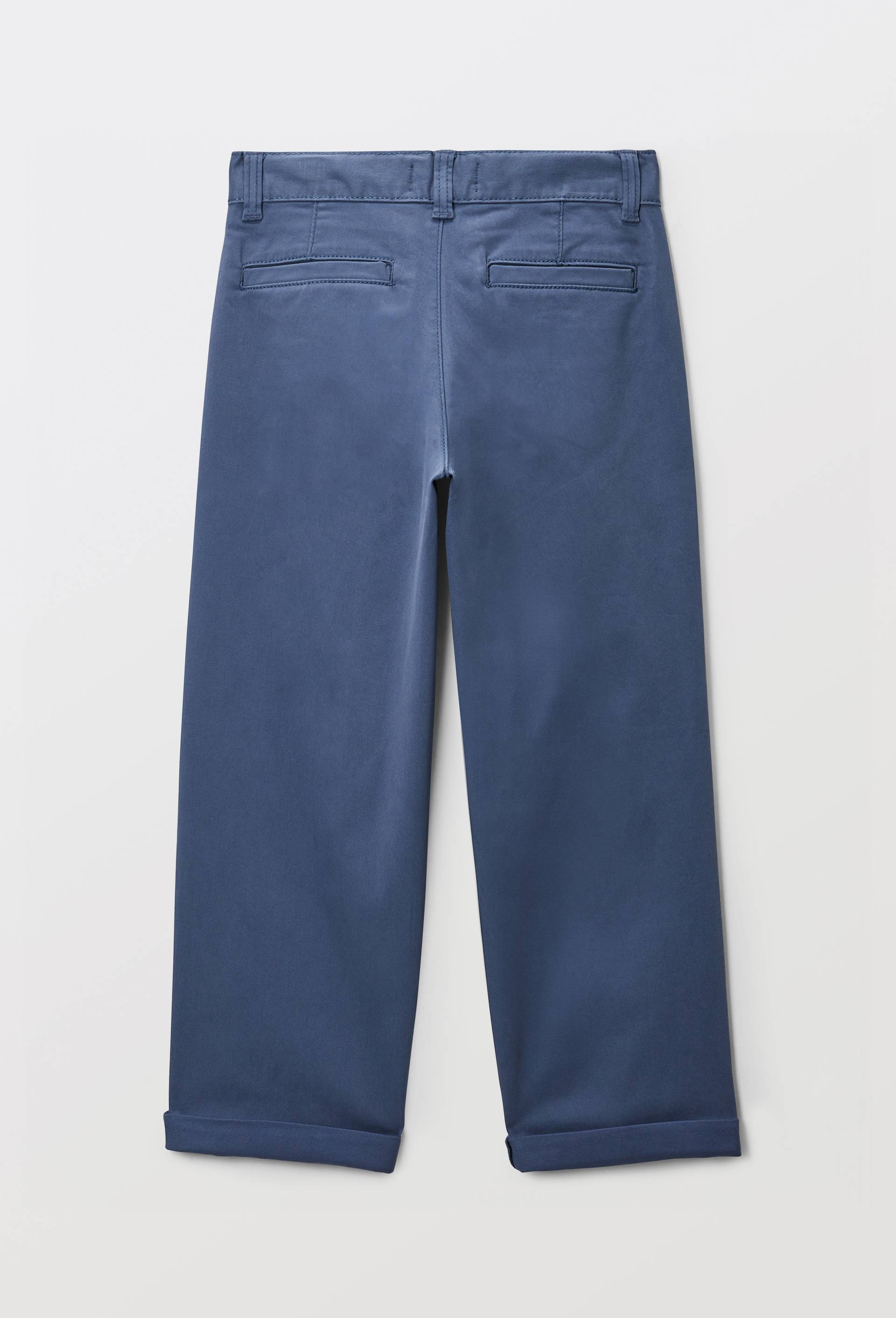 Pantalon chino droit uni, en coton, Bleu fonc&eacute;, large image number 2