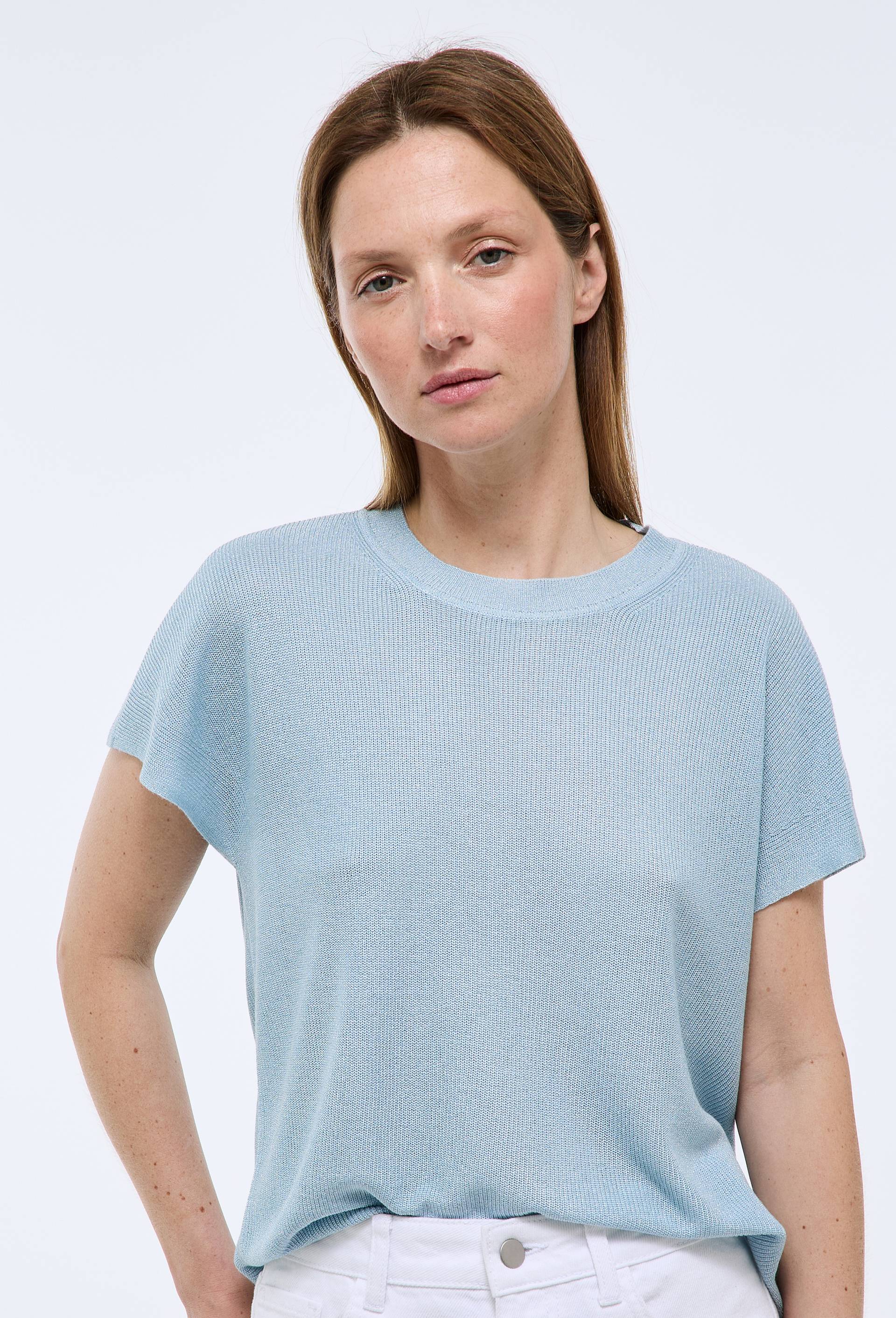 Pull sans manche m&eacute;tallis&eacute;, Bleu, swatch image