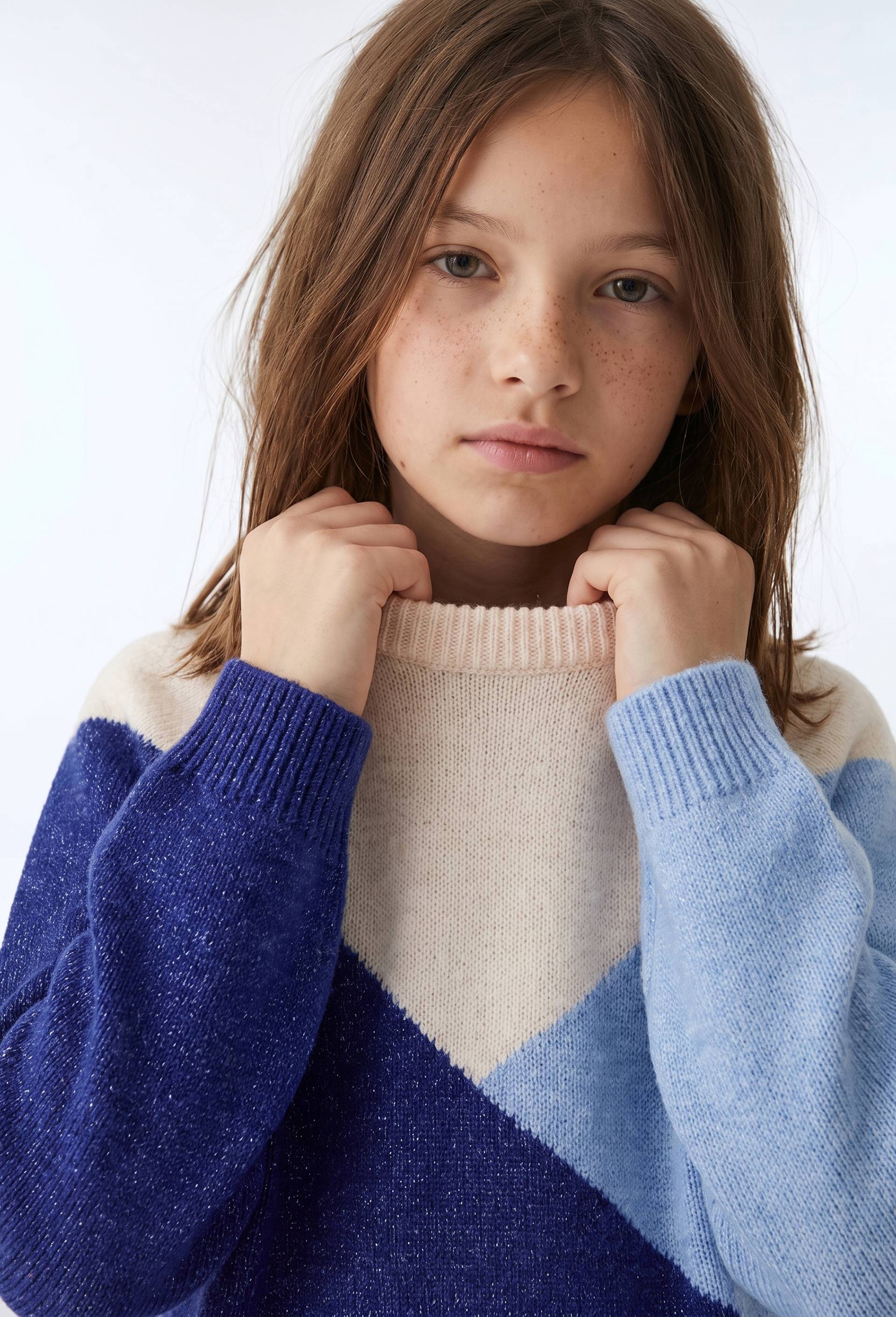 Pull colorblock contenant de la laine, Bleu, large image number 1