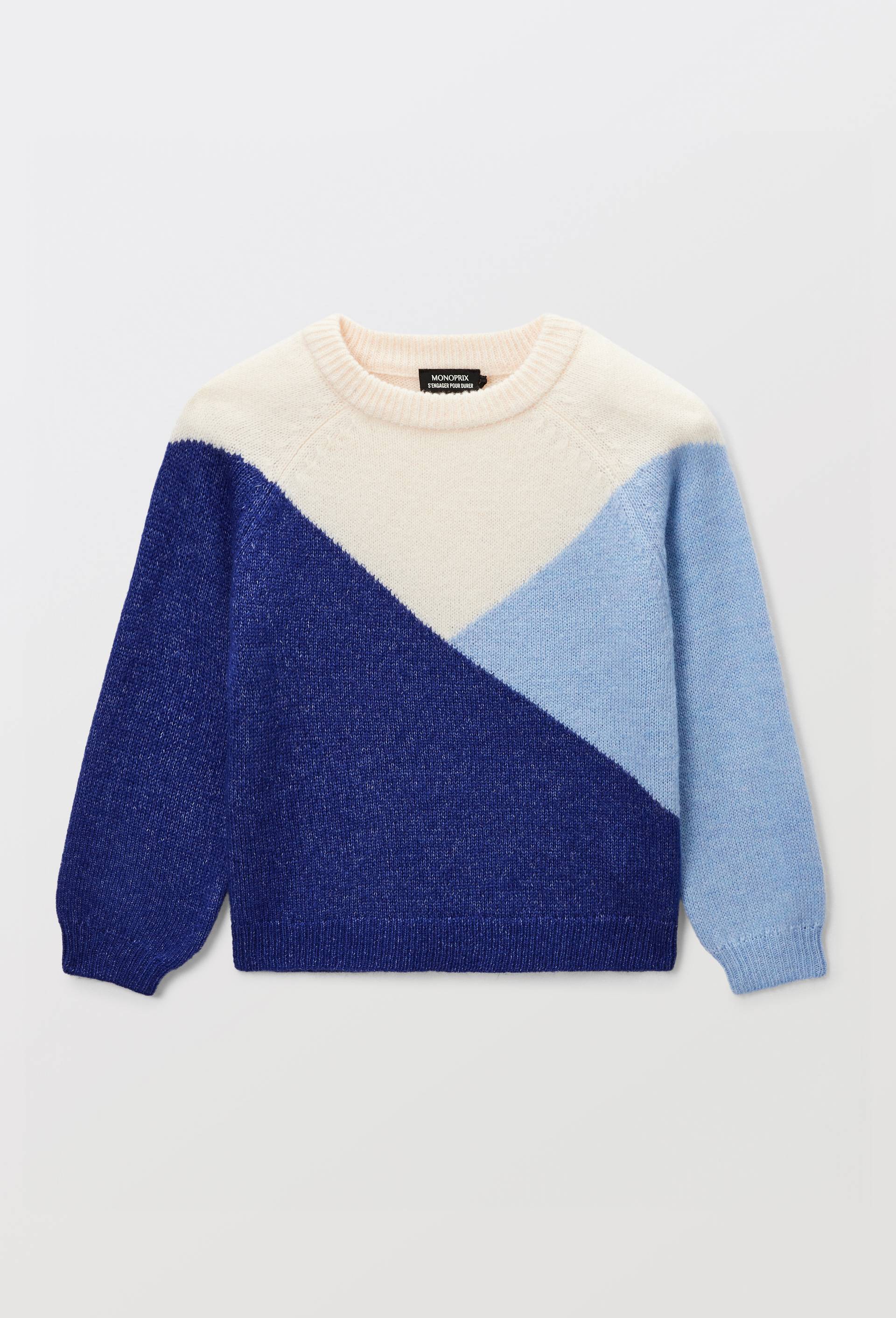 Pull colorblock contenant de la laine, Bleu, large image number 2.0