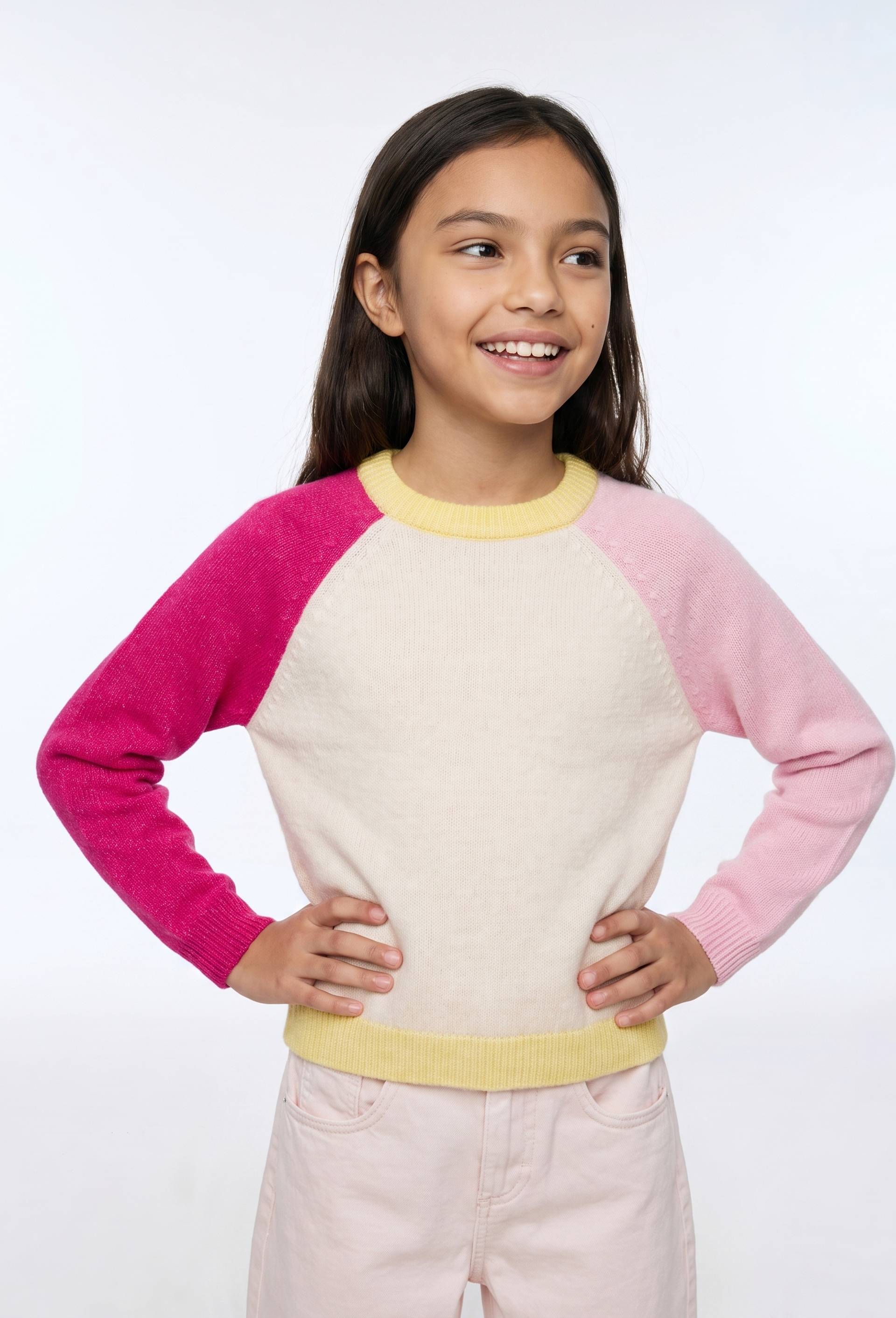 Pull colorblock contenant de la laine, Rose, large image number 0.0