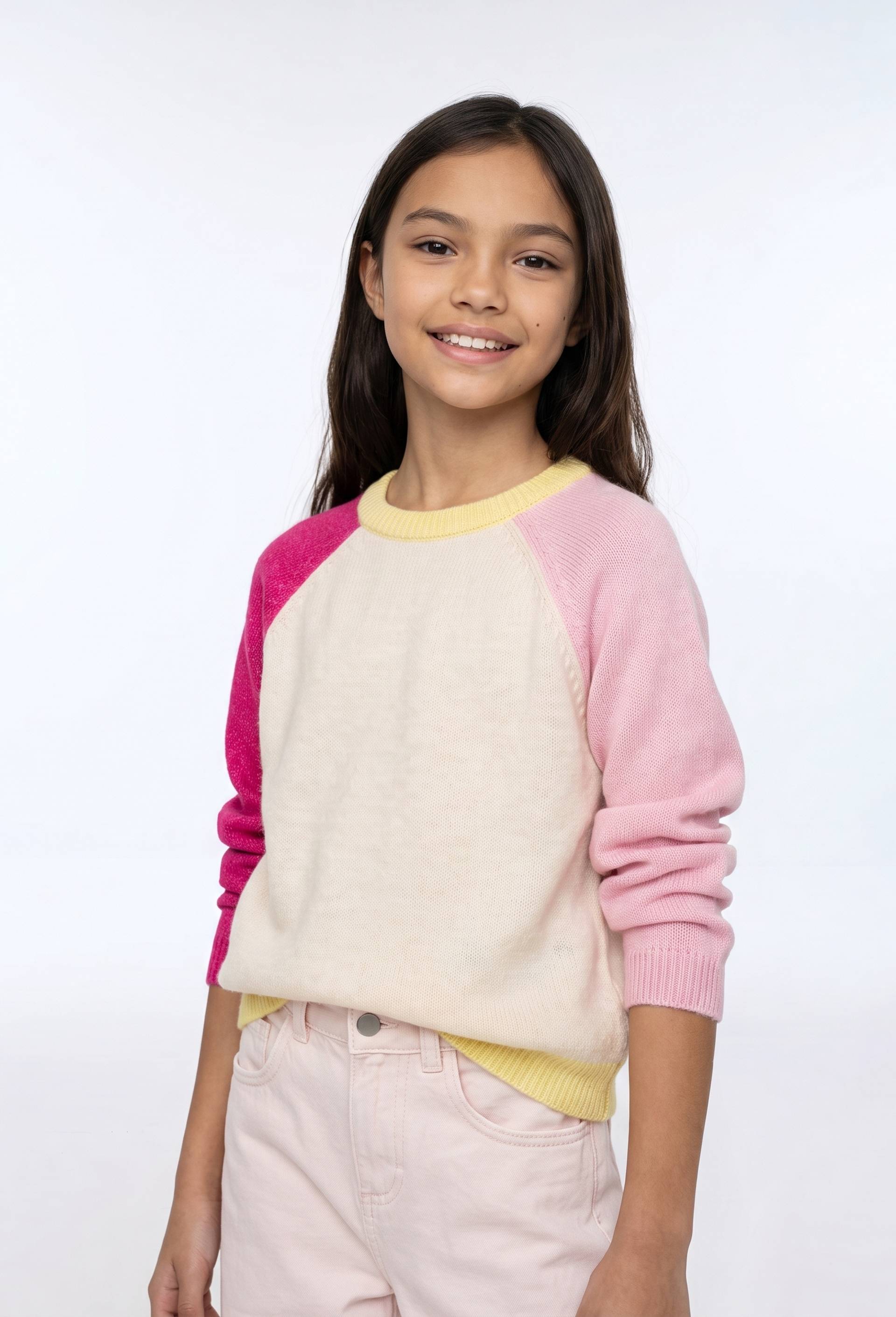 Pull colorblock contenant de la laine, Rose, large image number 0