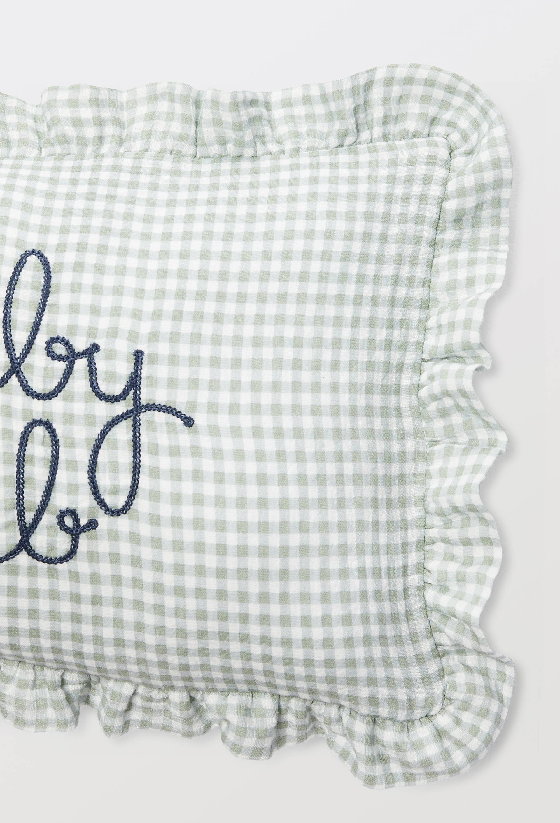 Coussin b&eacute;b&eacute; vichy avec volants, Vert clair, large image number 1