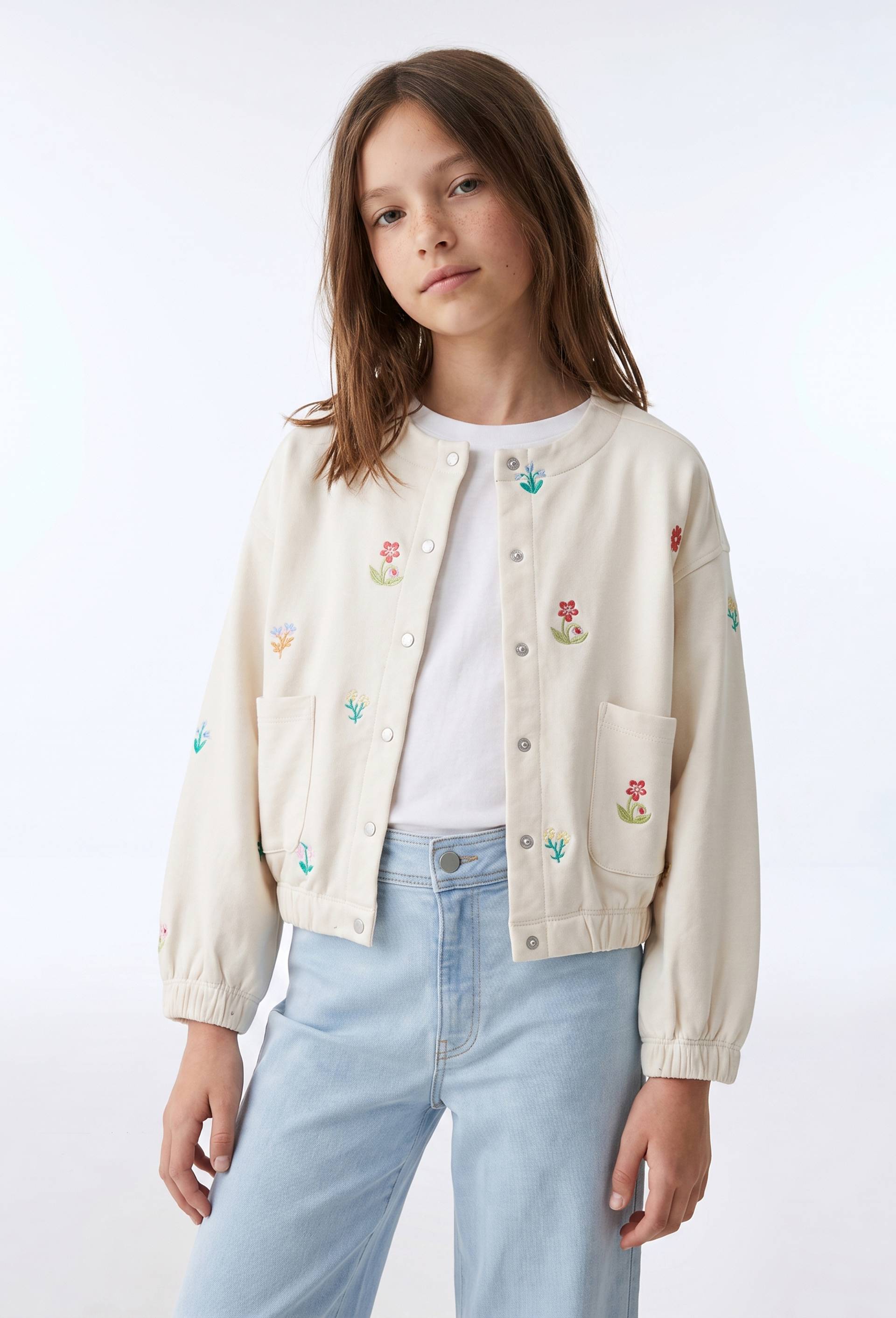 Cardigan zipp&eacute; en molleton matelass&eacute; contenant du coton, Beige clair, large image number 1.0