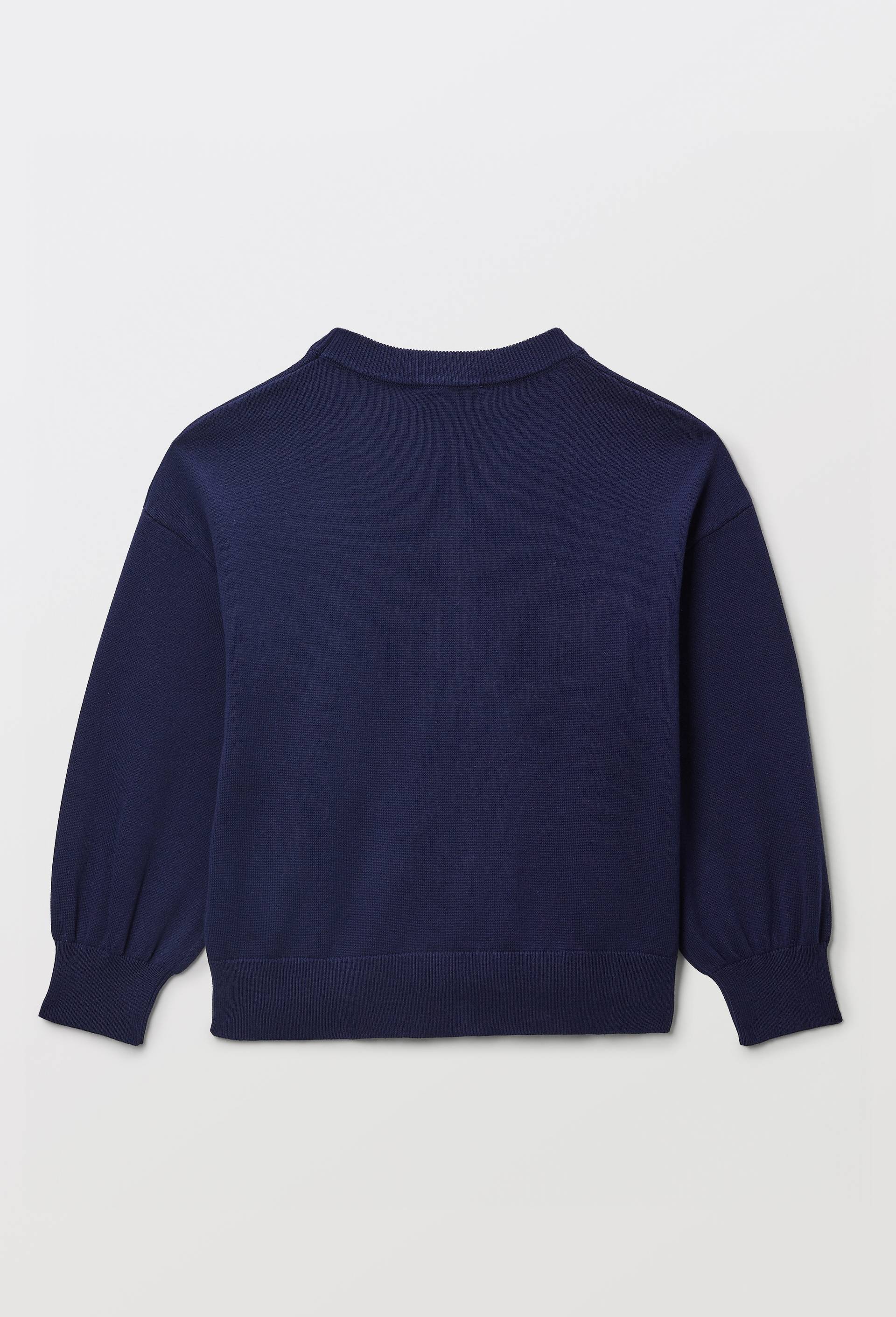 Pull brod&eacute; en coton, Bleu fonc&eacute;, large image number 2