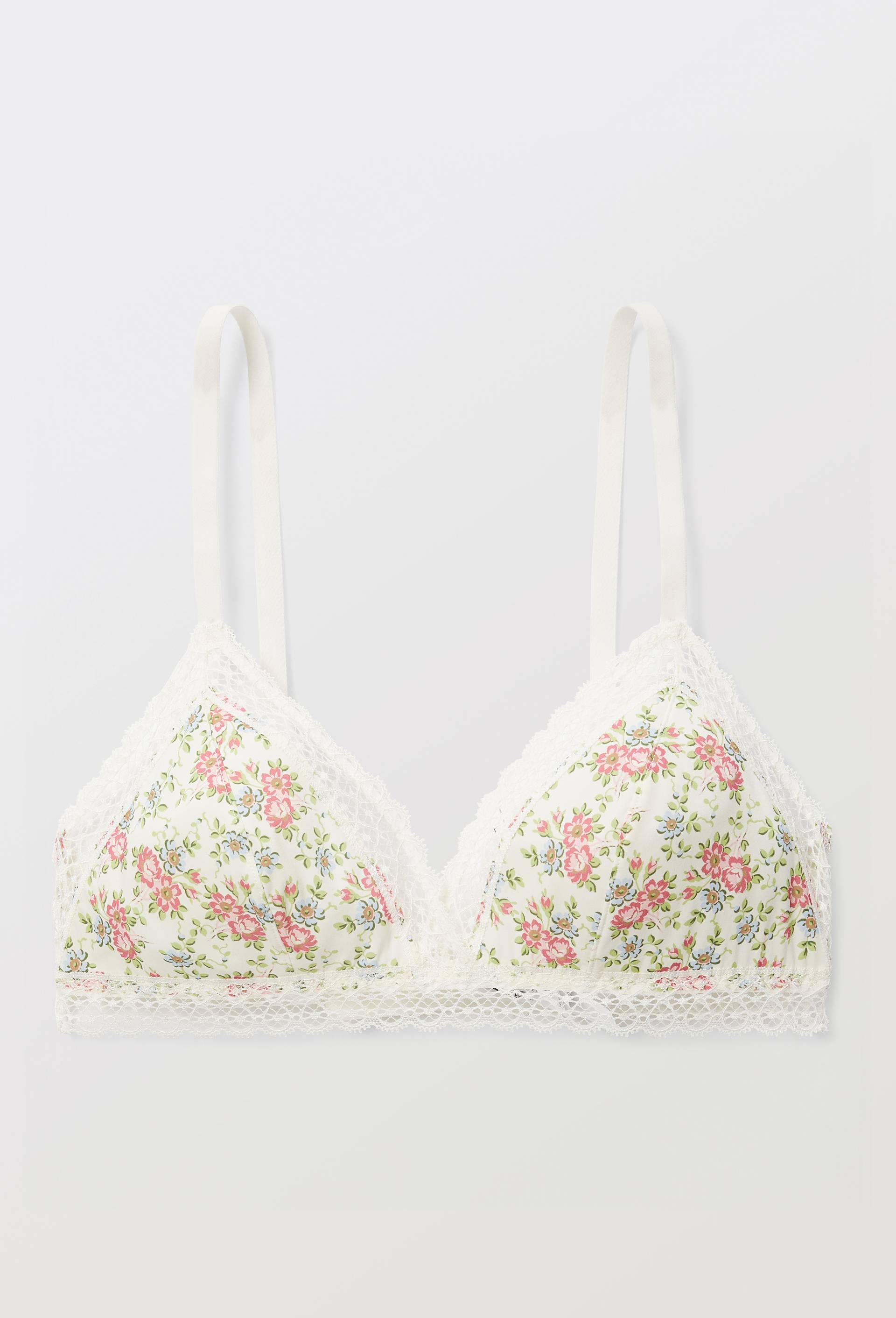 Soutien-gorge triangle FLORE en microfibre imprim&eacute;e, Ecru, large image number 4