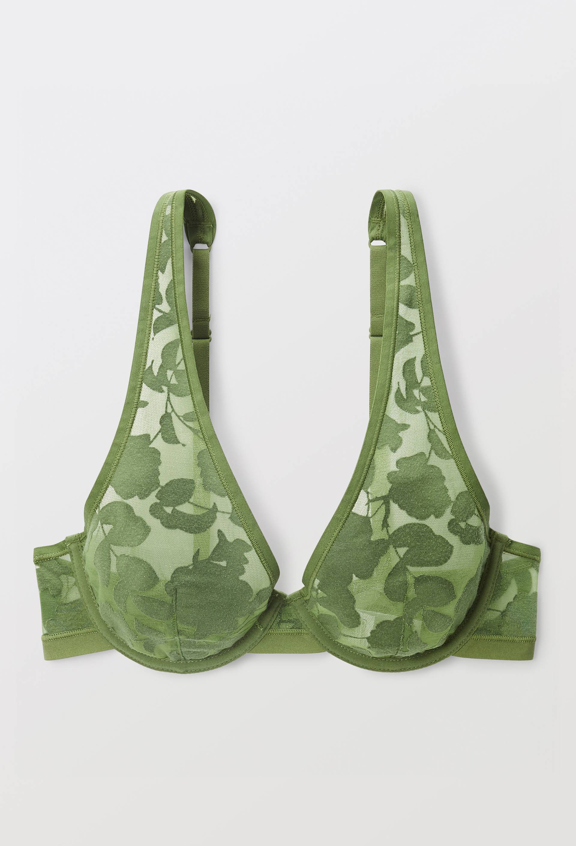 Soutien-gorge corbeille balconnet foulard FLAVIE effet d&eacute;vor&eacute;, Vert fonc&eacute;, large image number 3.0