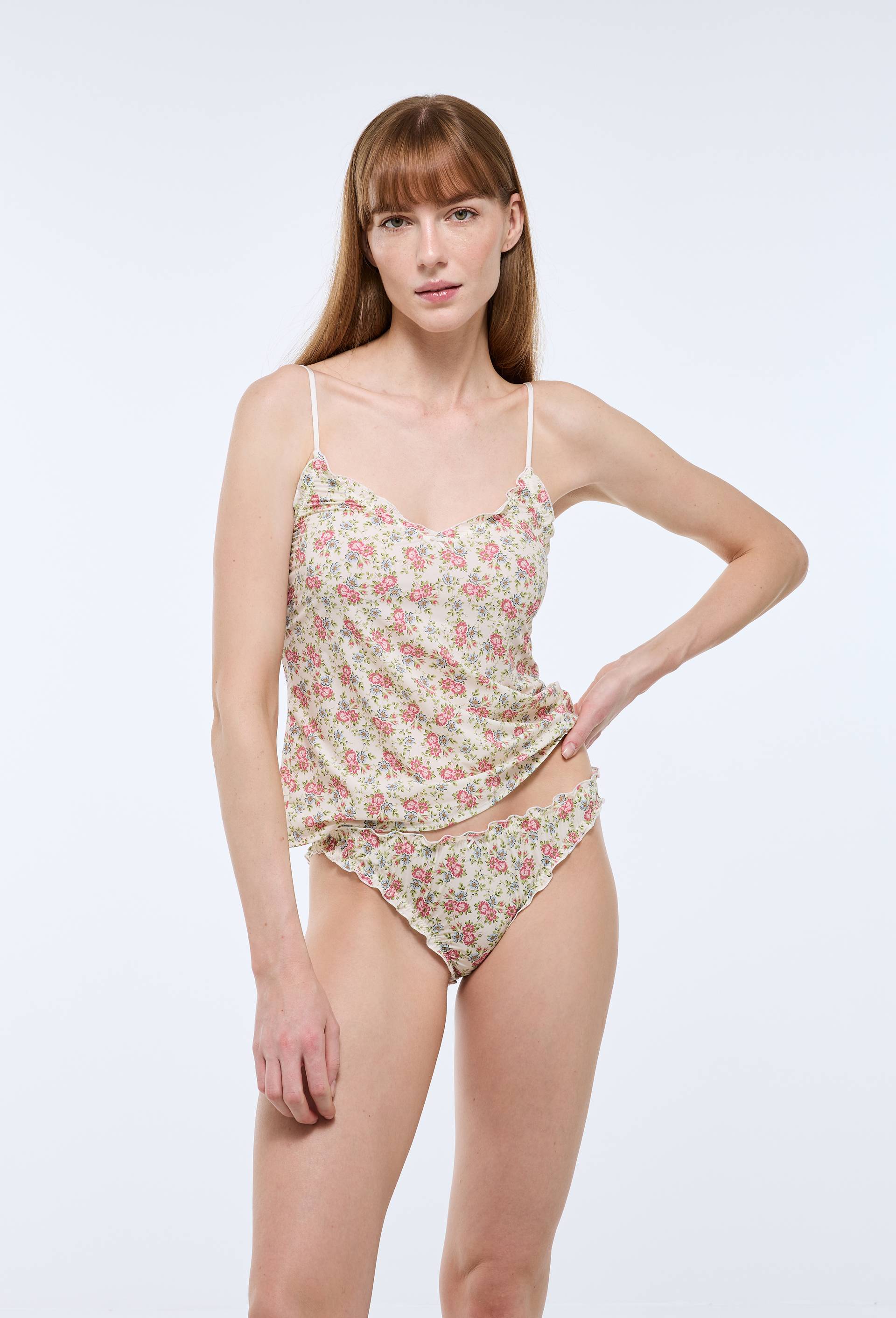 Culotte froufrou CAROLE en microfibre imprim&eacute;e, Ecru, large image number 0