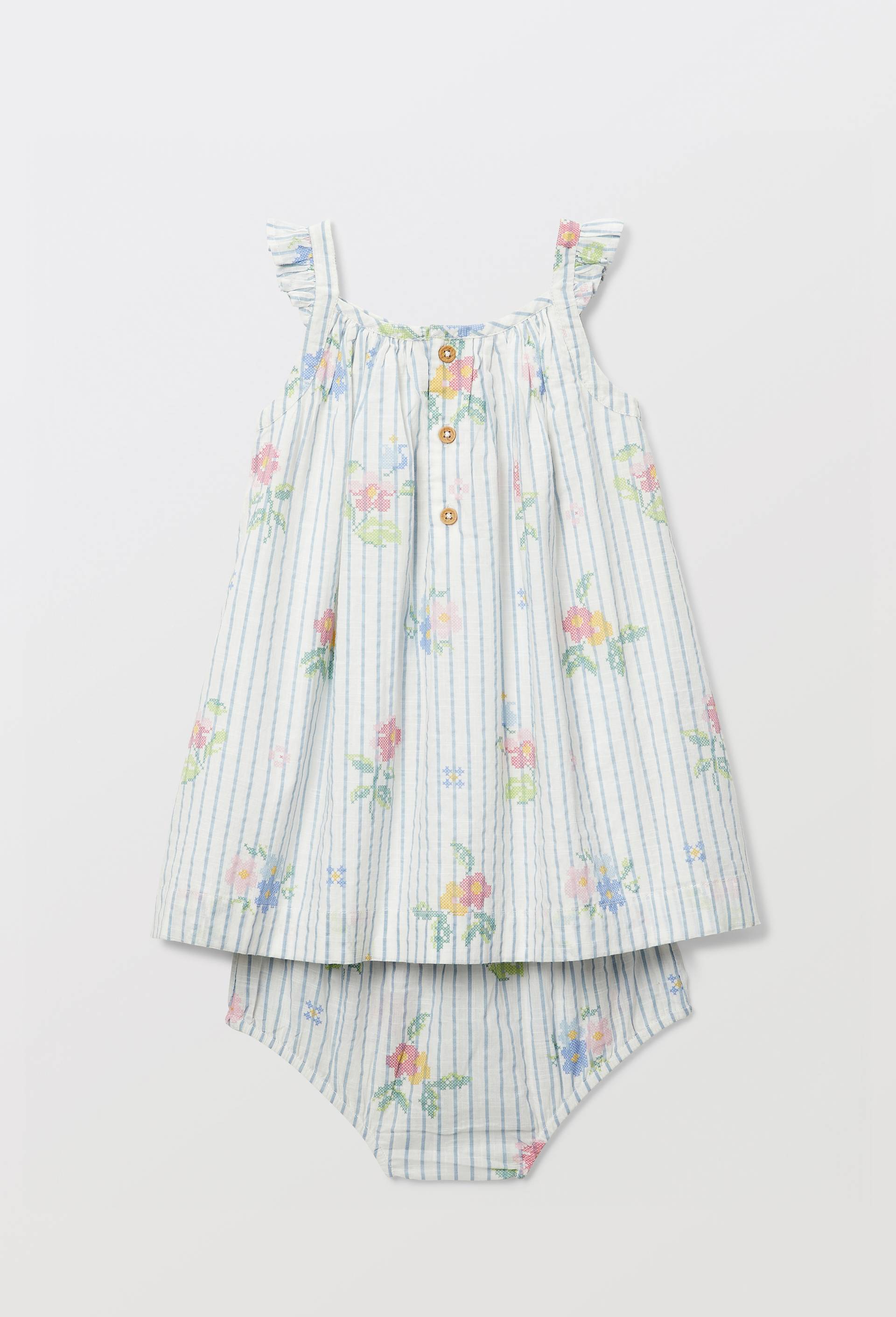 Robe avec bloomer &agrave; carreaux imprim&eacute; en coton, Beige clair, large image number 1