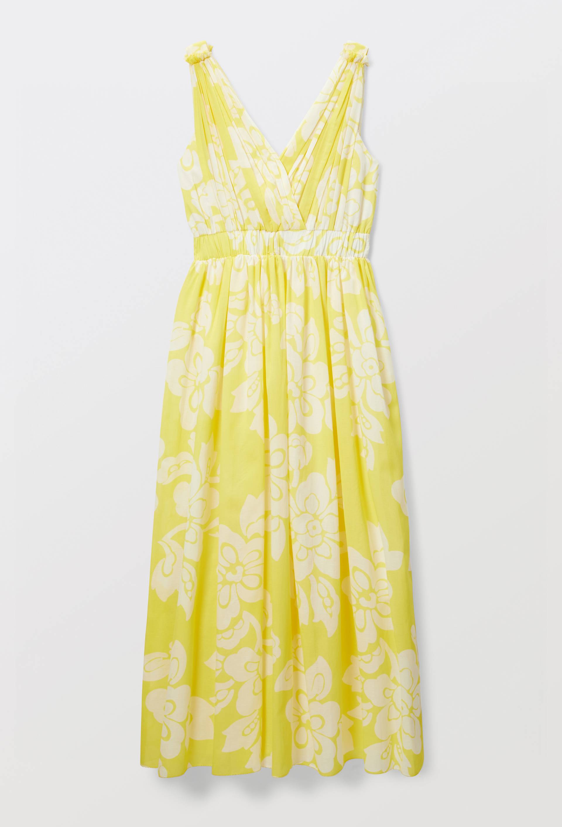 Robe longue cintr&eacute;e imprim&eacute;e en coton, Jaune, large image number 4