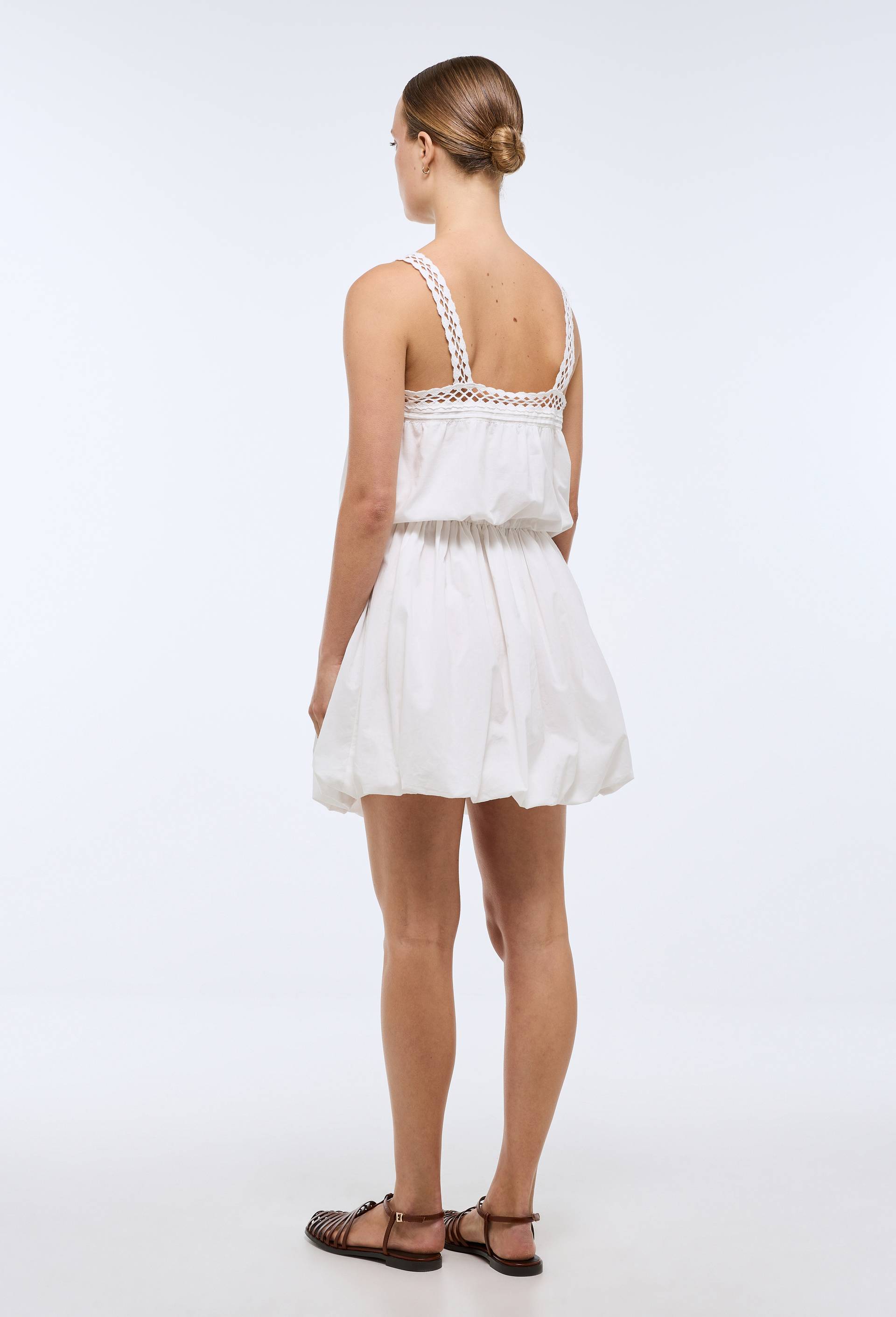 Robe courte cintr&eacute;e unie en coton BIO GOTS, Blanc, large image number 3