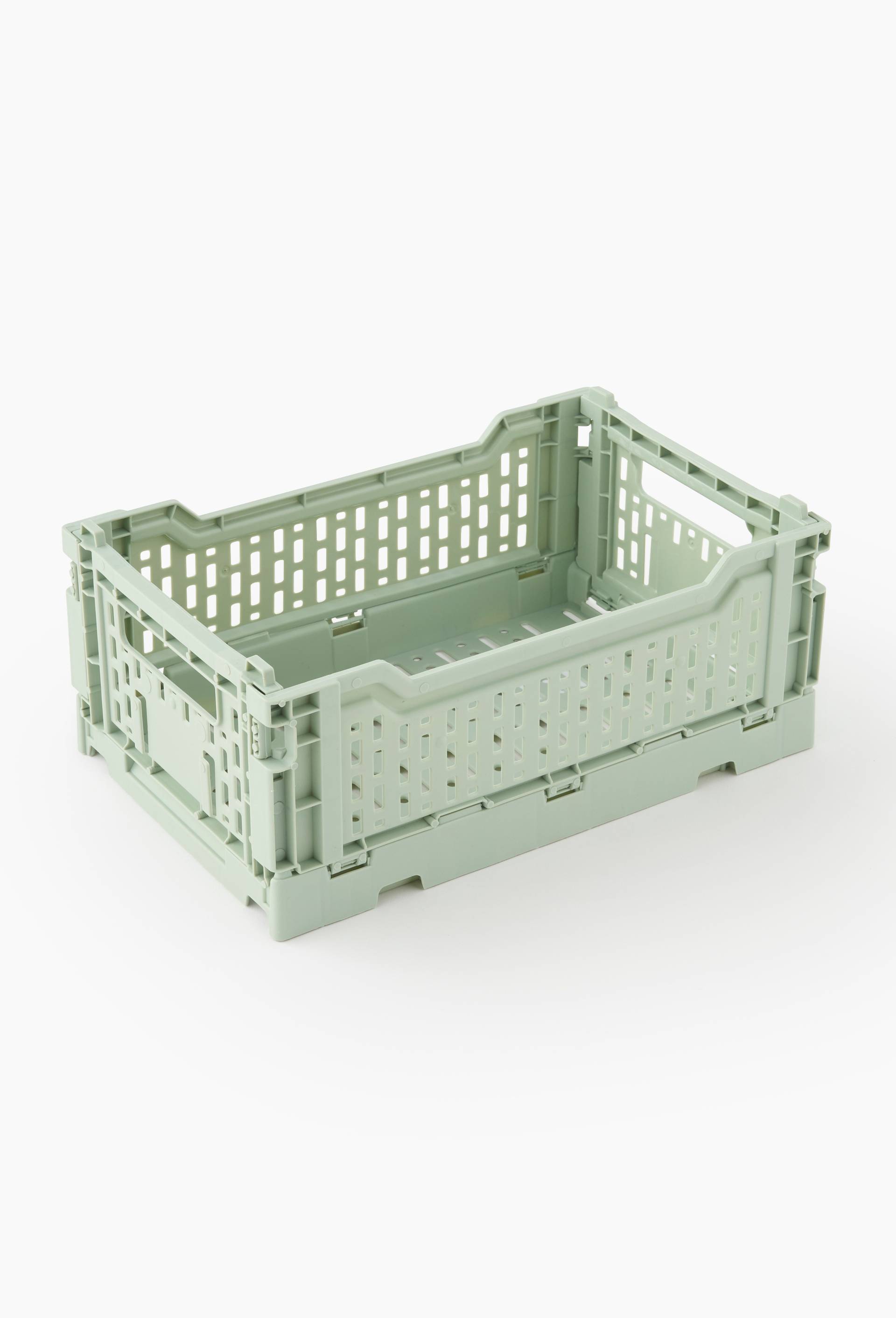 Caisse de rangement pliable, 24x17x11cm, en plastique recycl&eacute;, Vert fonc&eacute;, large image number 0