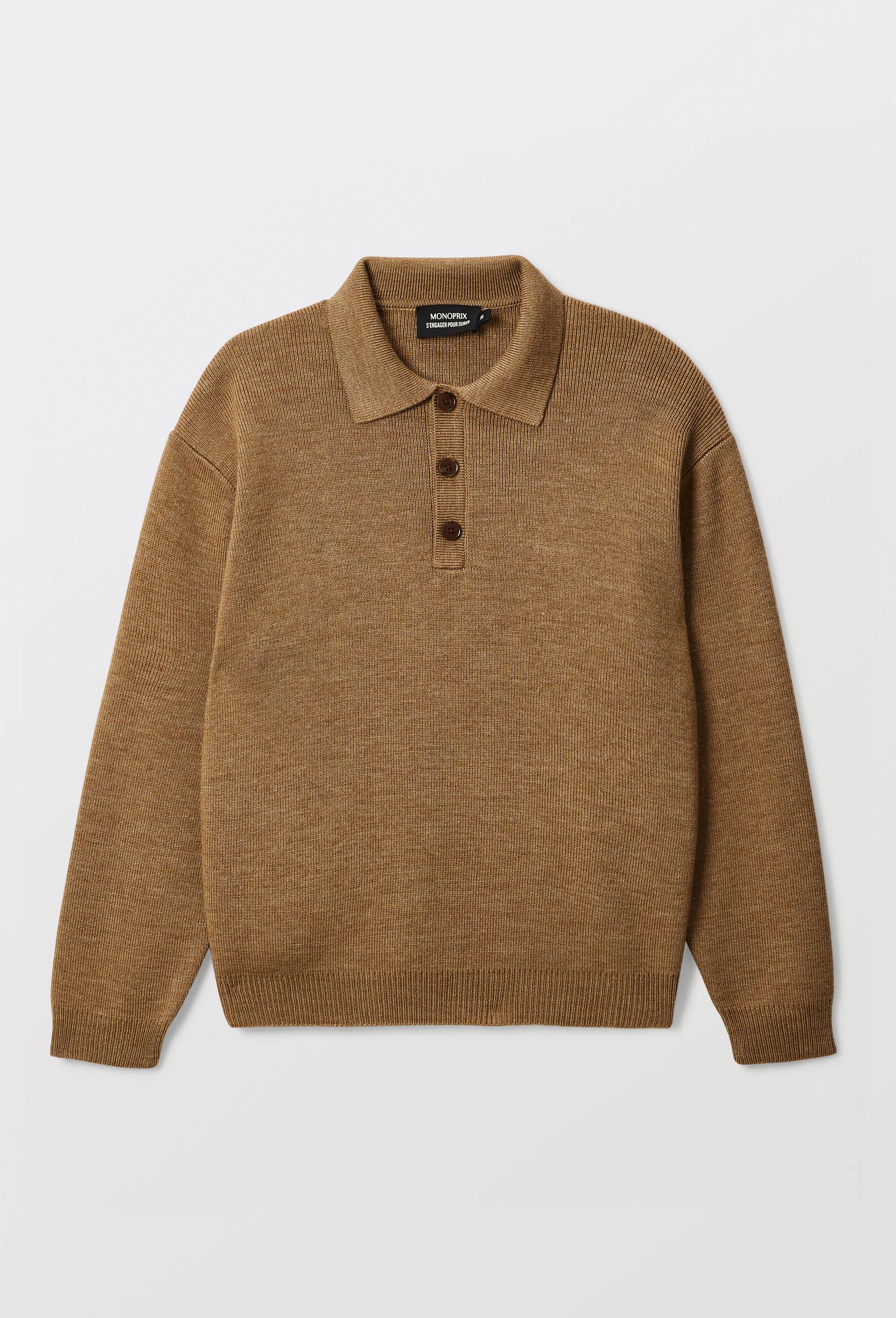 Pull uni contenant de la laine, Beige, large image number 1