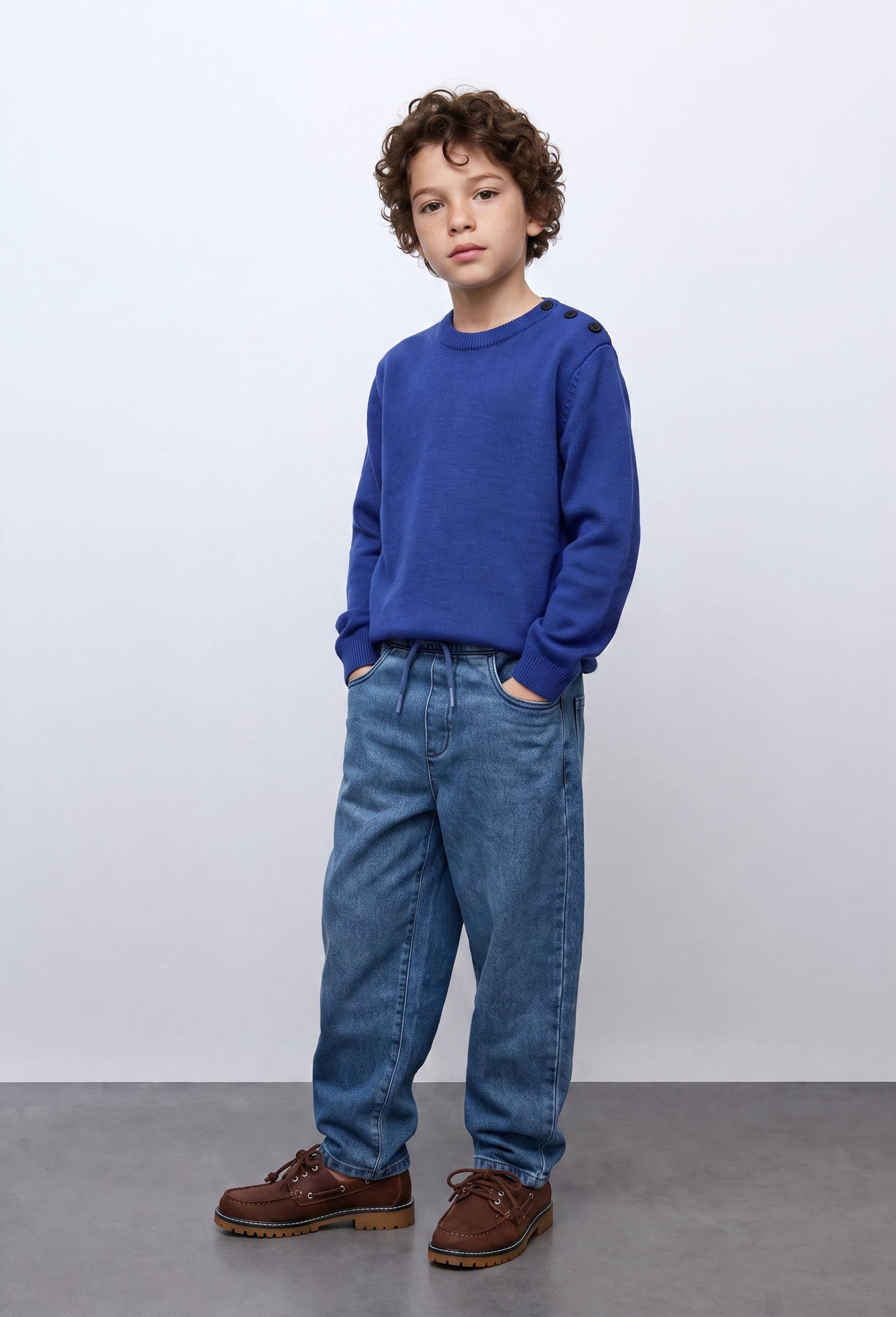 Pull uni contenant de la laine, Bleu, large image number 0