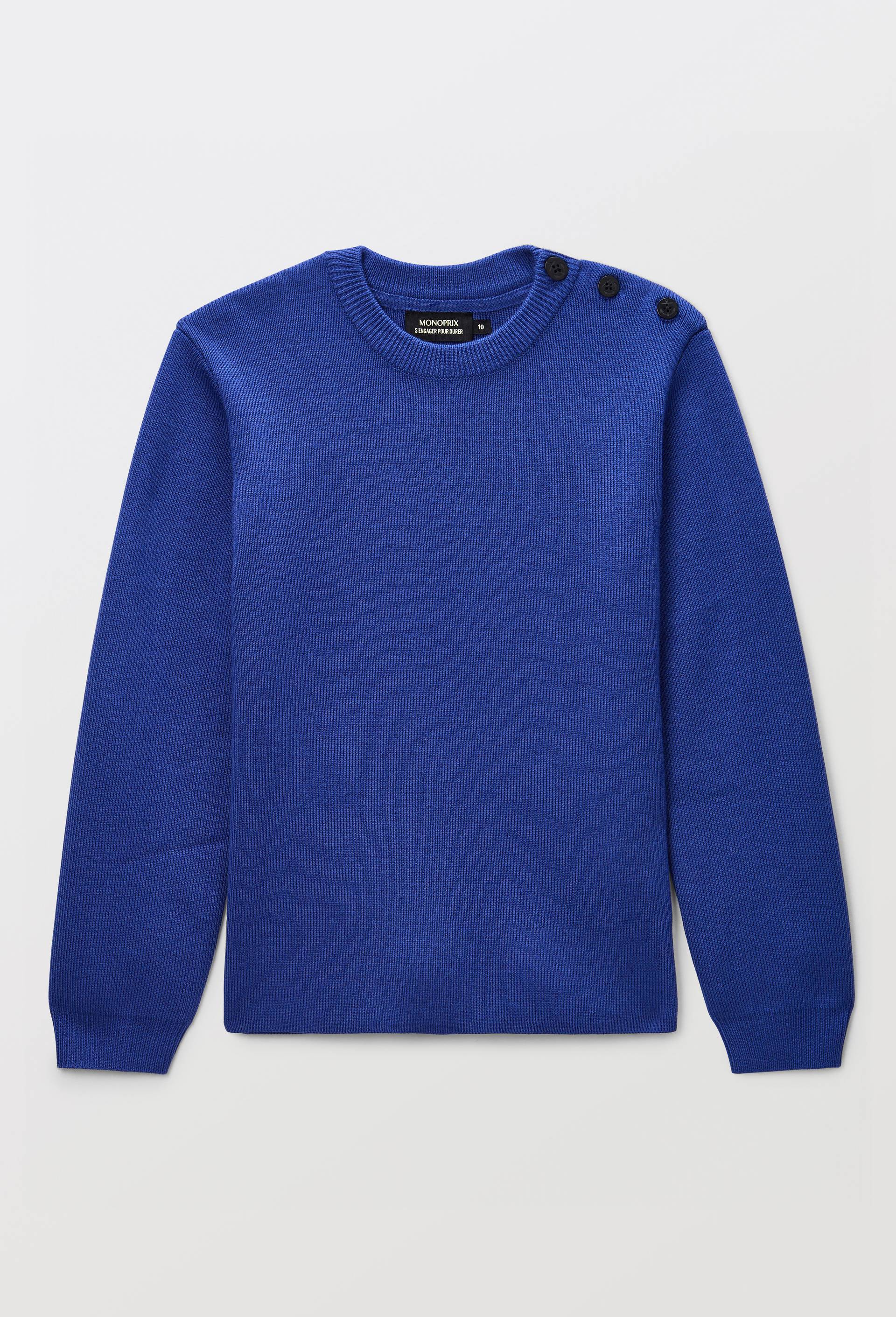 Pull uni contenant de la laine, Bleu, large image number 1.0