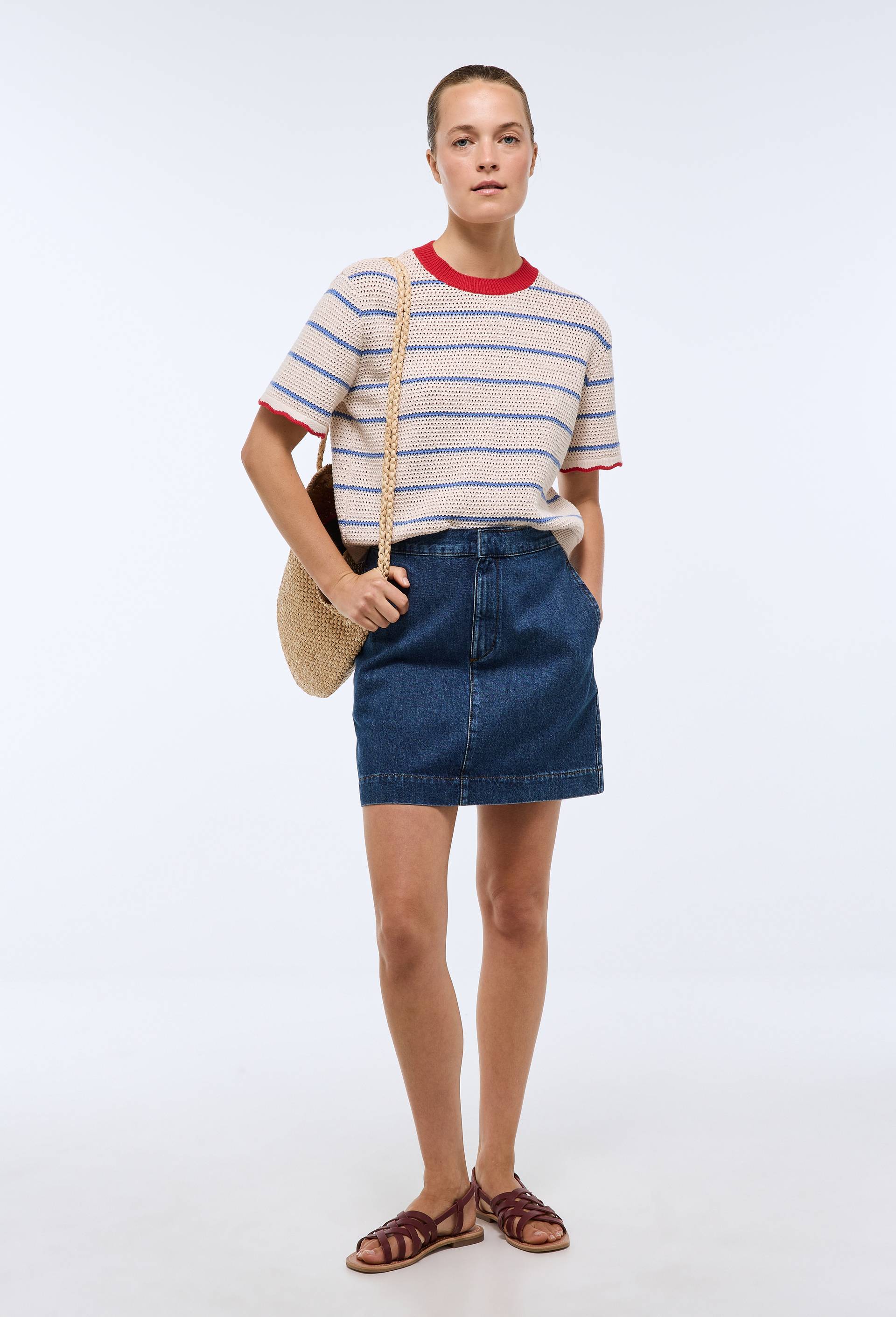Jupe courte en denim, Bleu fonc&eacute;, large image number 0