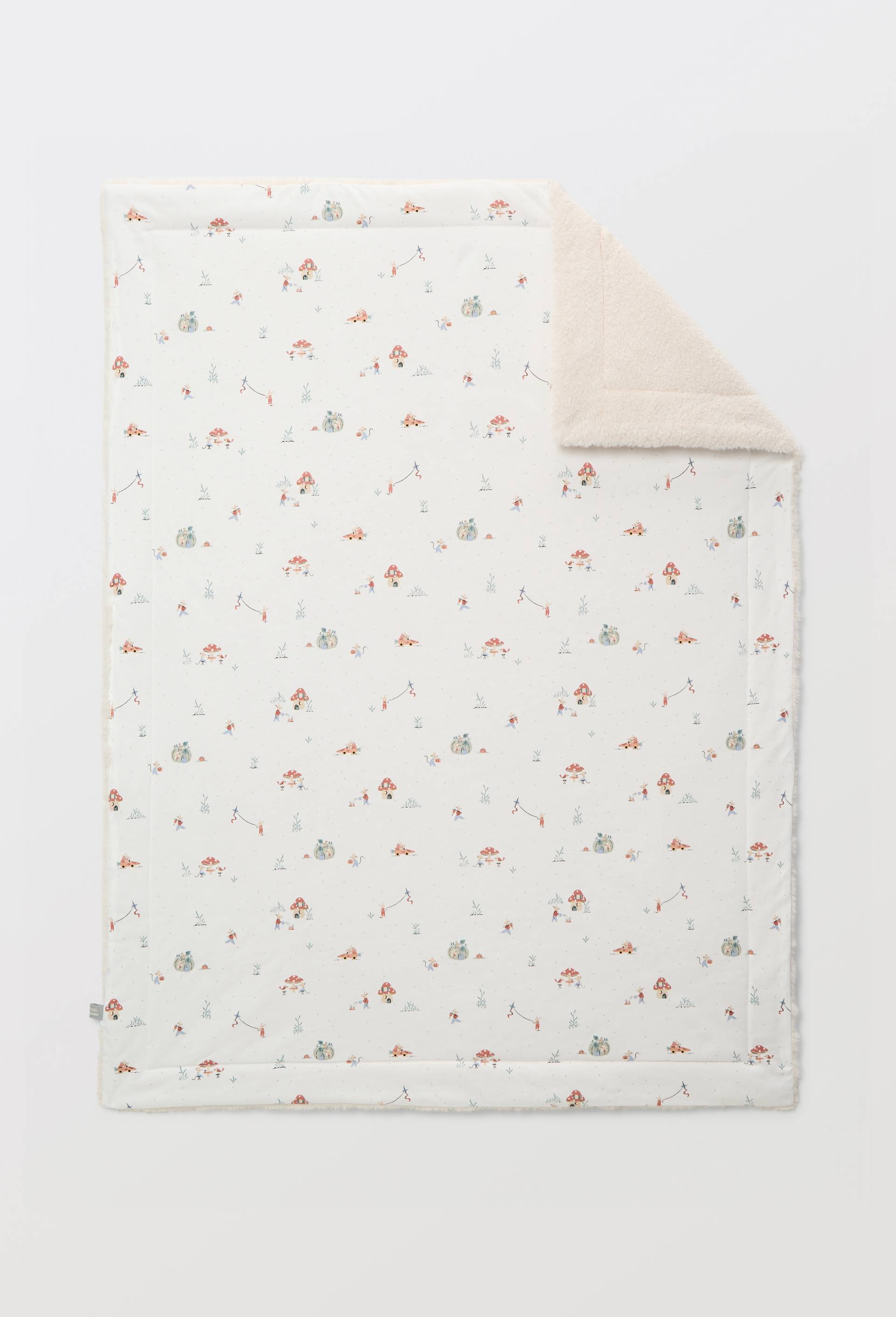 Couverture b&eacute;b&eacute; en velours en coton BIO, Beige clair, large image number 0
