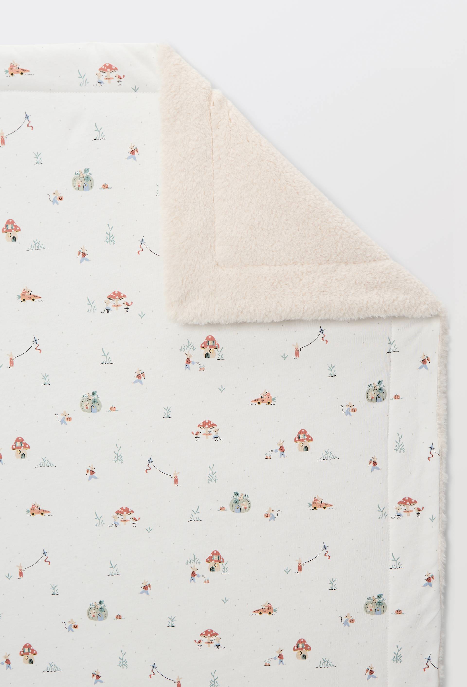 Couverture b&eacute;b&eacute; en velours en coton BIO, Beige clair, large image number 1
