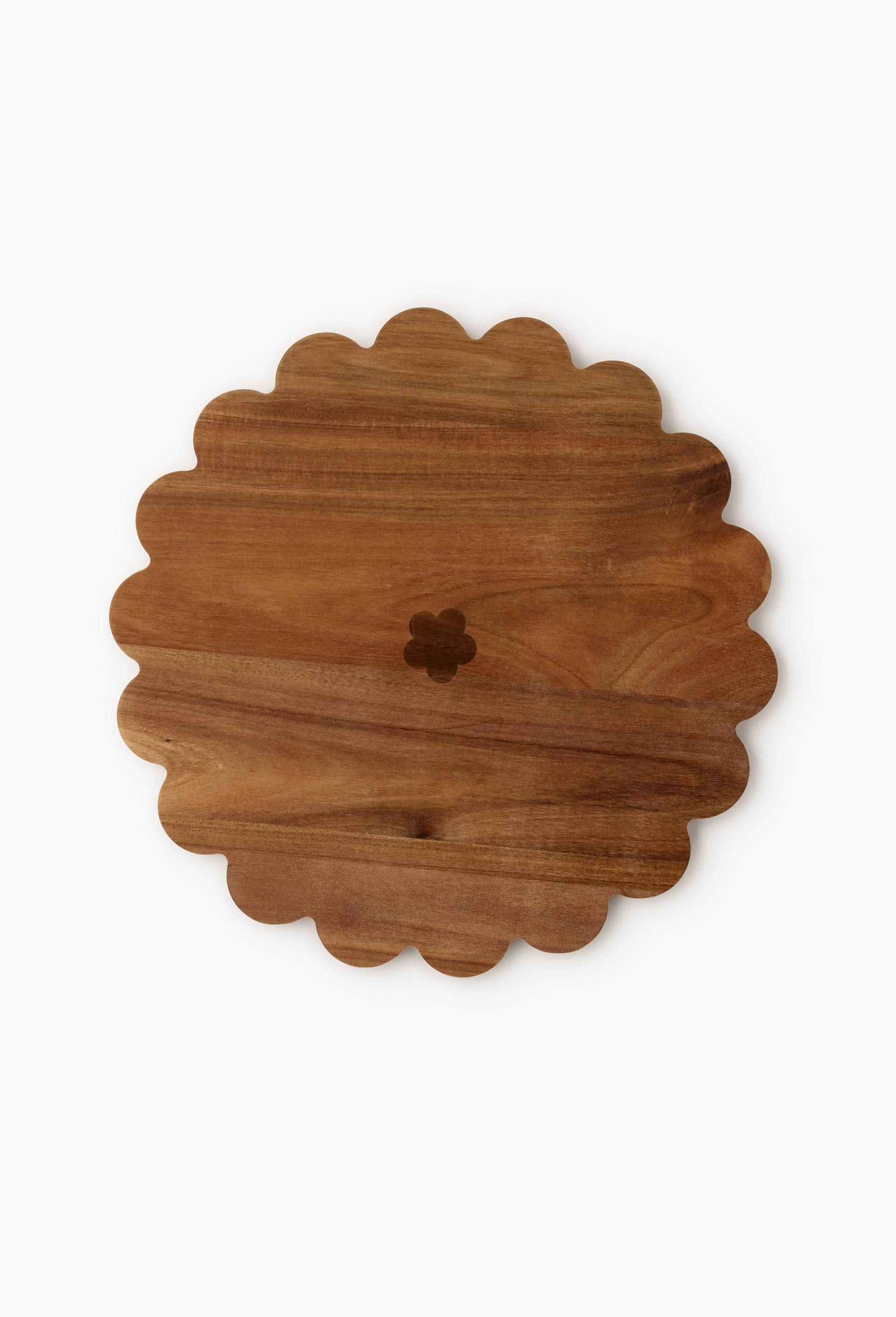 Planche &agrave; d&eacute;couper ronde en fleur, 35cm, en bois - MESTIZ x MONOPRIX, Brun, large image number 0