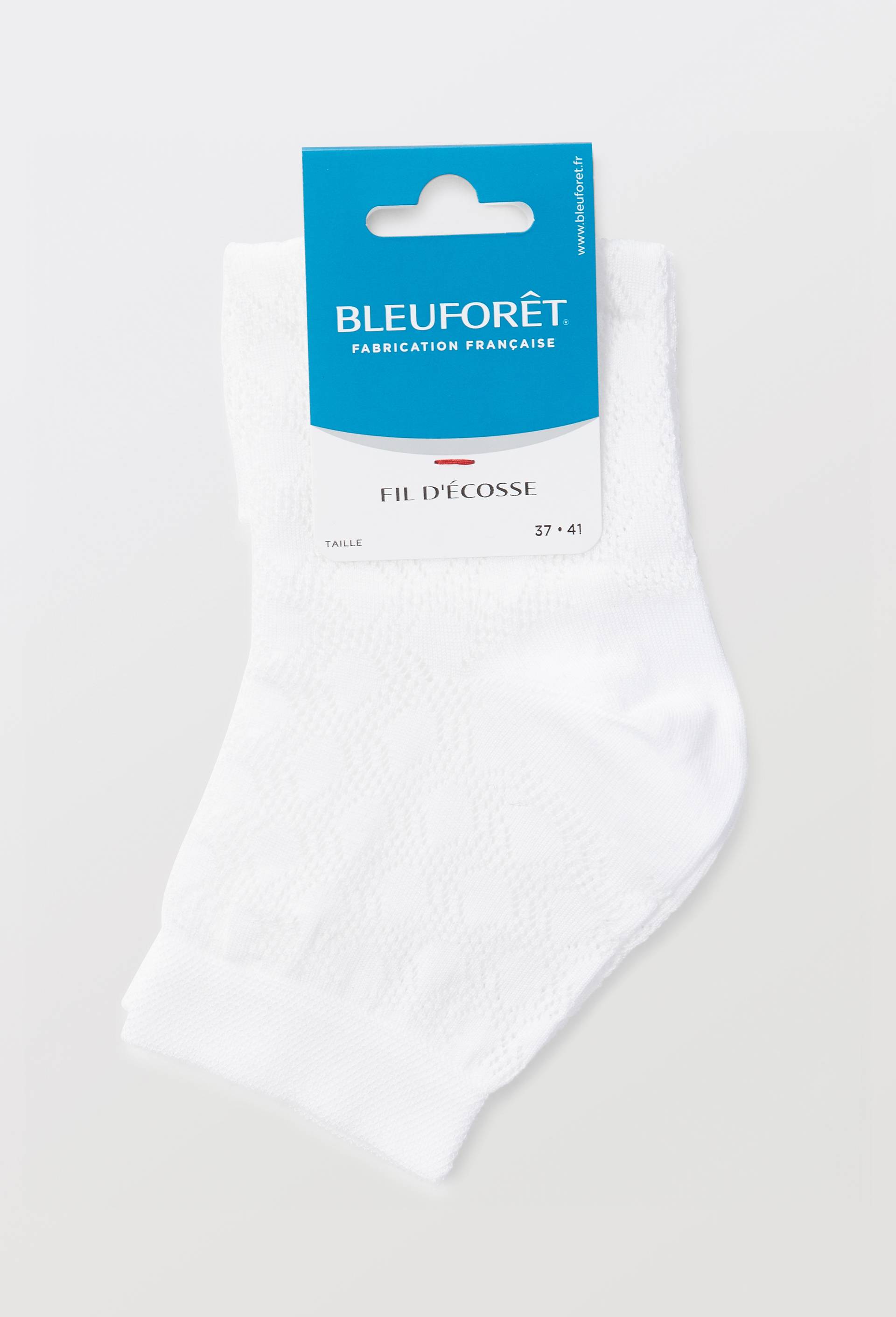 Paire de socquettes en fil d'&eacute;cosse ajour&eacute; Bleufor&ecirc;t, Blanc, large image number 2