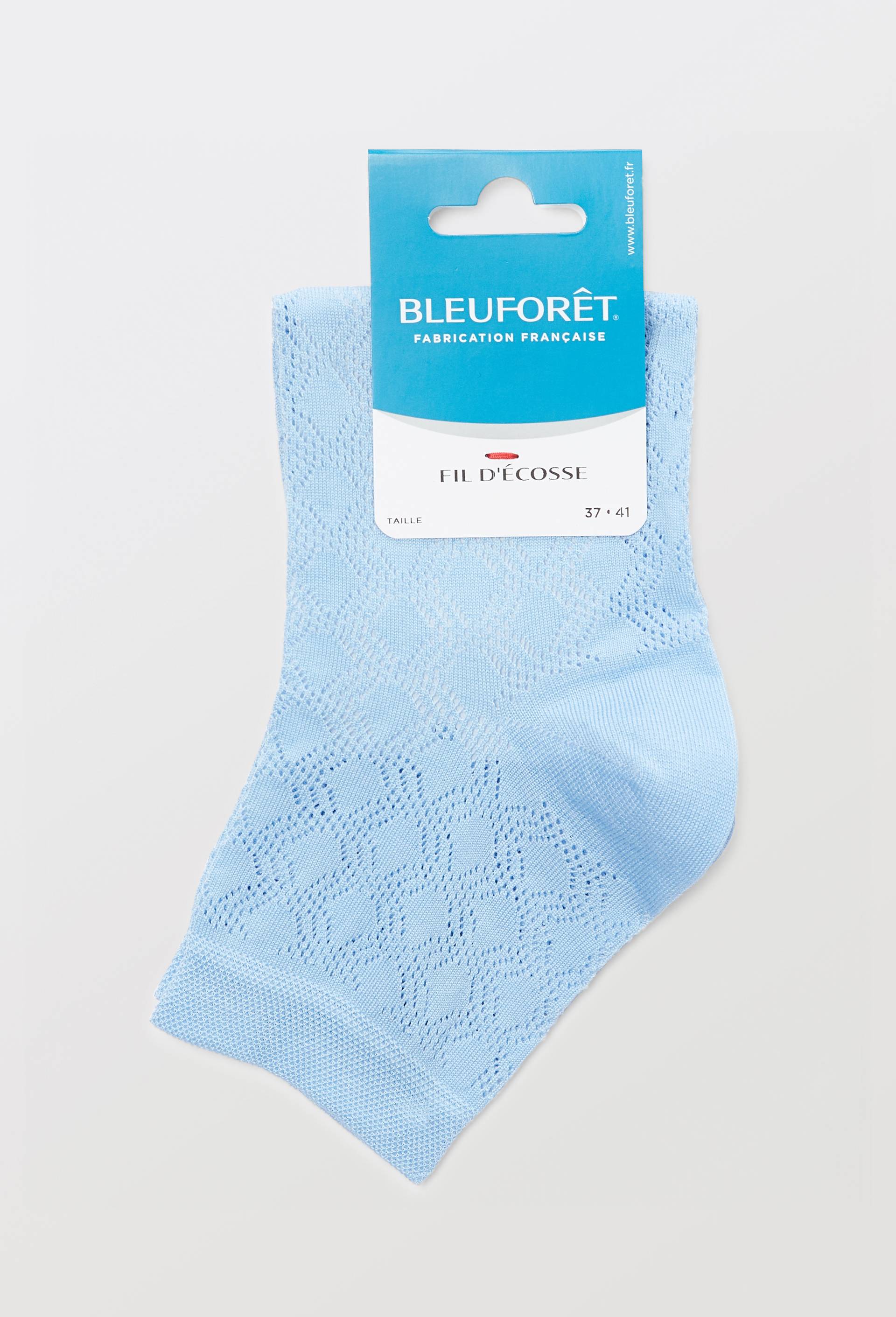 Paire de socquettes en fil d'&eacute;cosse ajour&eacute; Bleufor&ecirc;t, Bleu clair, large image number 2