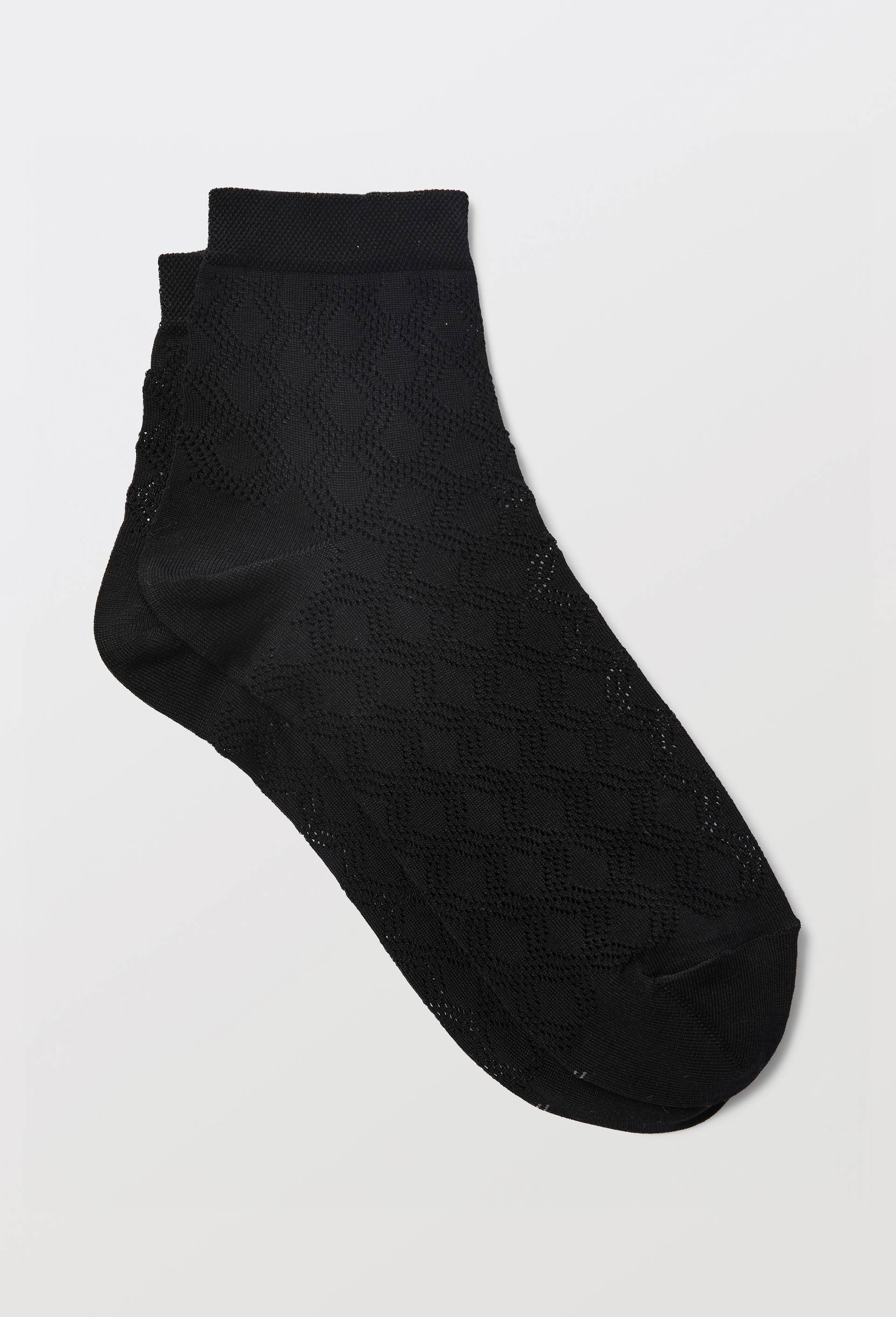 Paire de socquettes en fil d'&eacute;cosse ajour&eacute; Bleufor&ecirc;t, Noir, swatch image