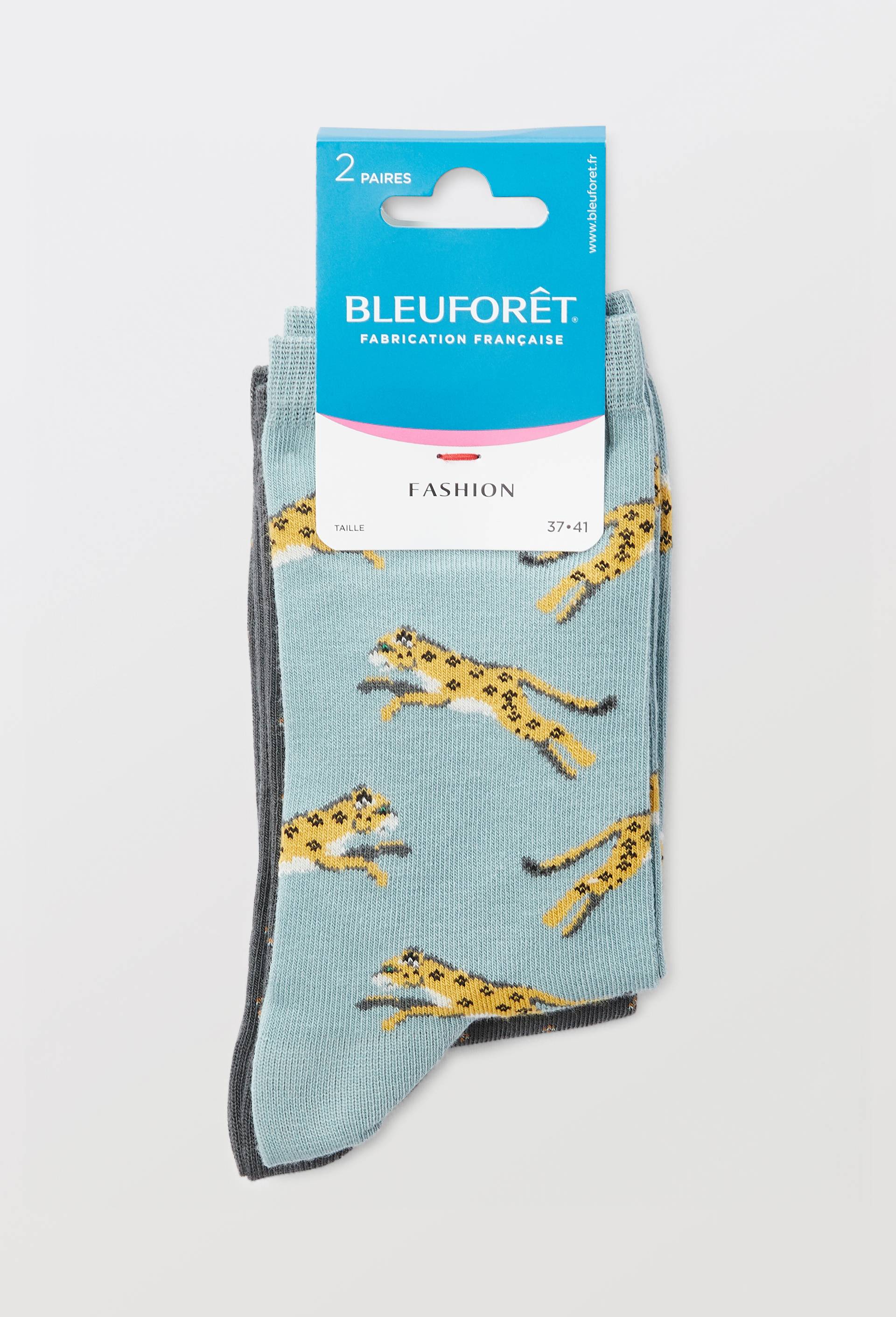 Lot de deux paires de chaussettes fantaisie Bleuforet, Vert clair, large image number 2.0
