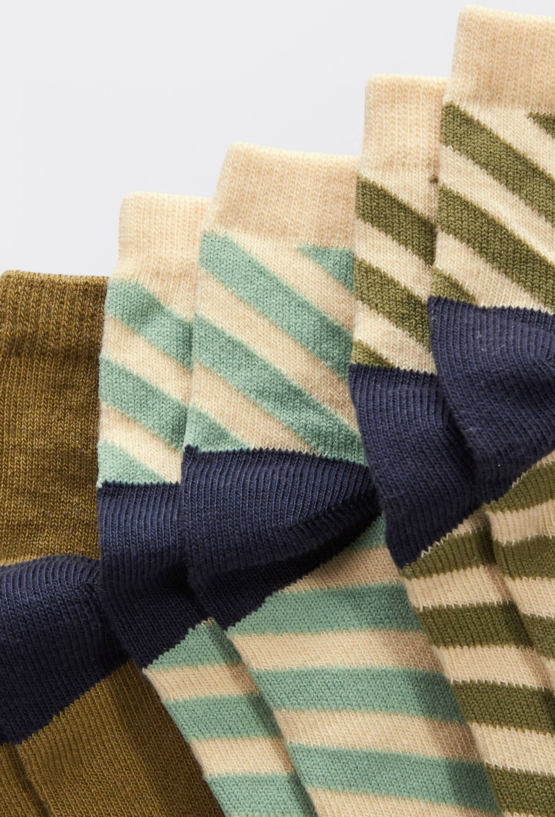 Lot de 3 paires de chaussettes courtes &agrave; motifs contenant du coton BIO, Vert fonc&eacute;, large image number 1