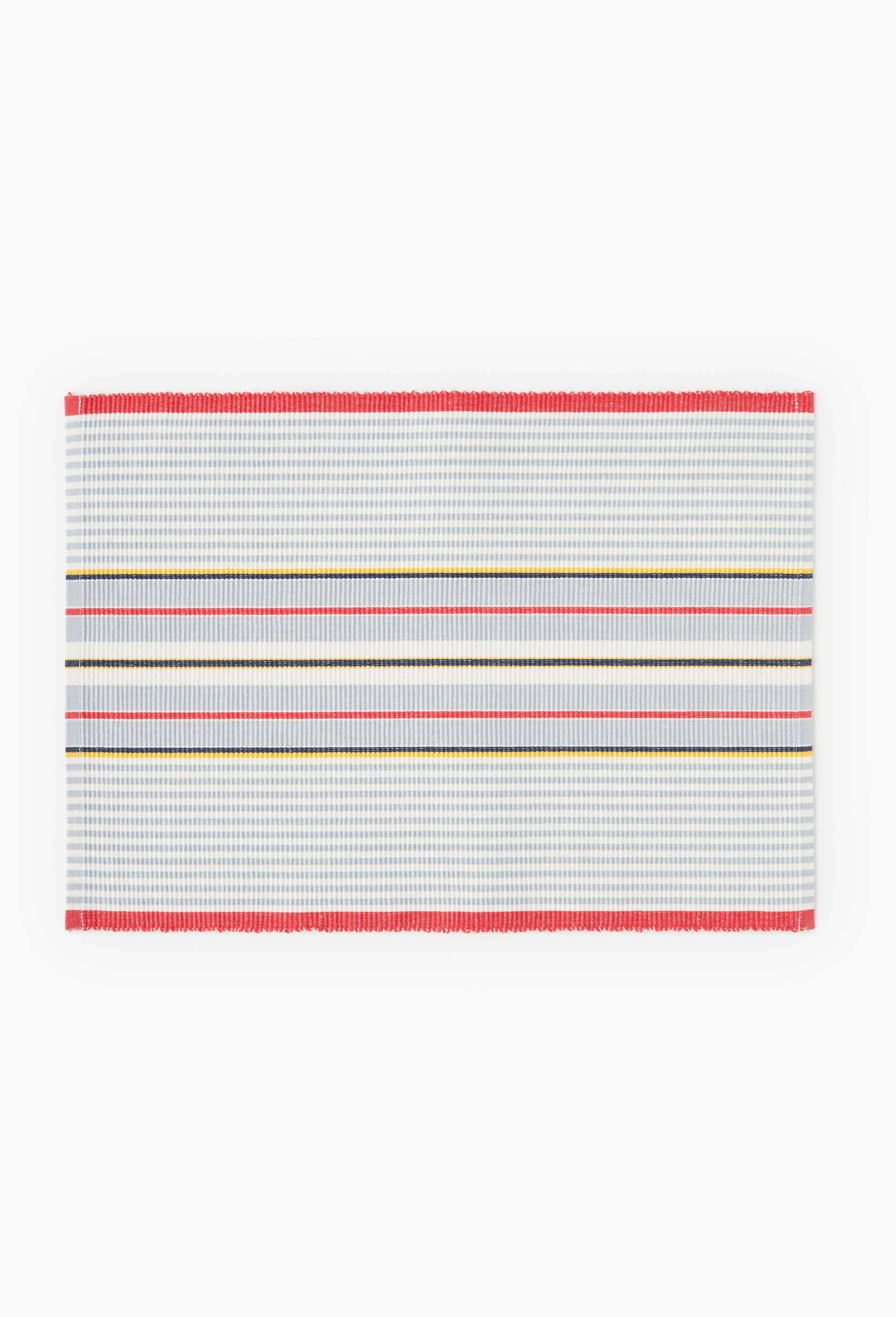 Set de table rectangulaire &agrave; rayures, 33x48cm, 100% coton, Bleu, large image number 0