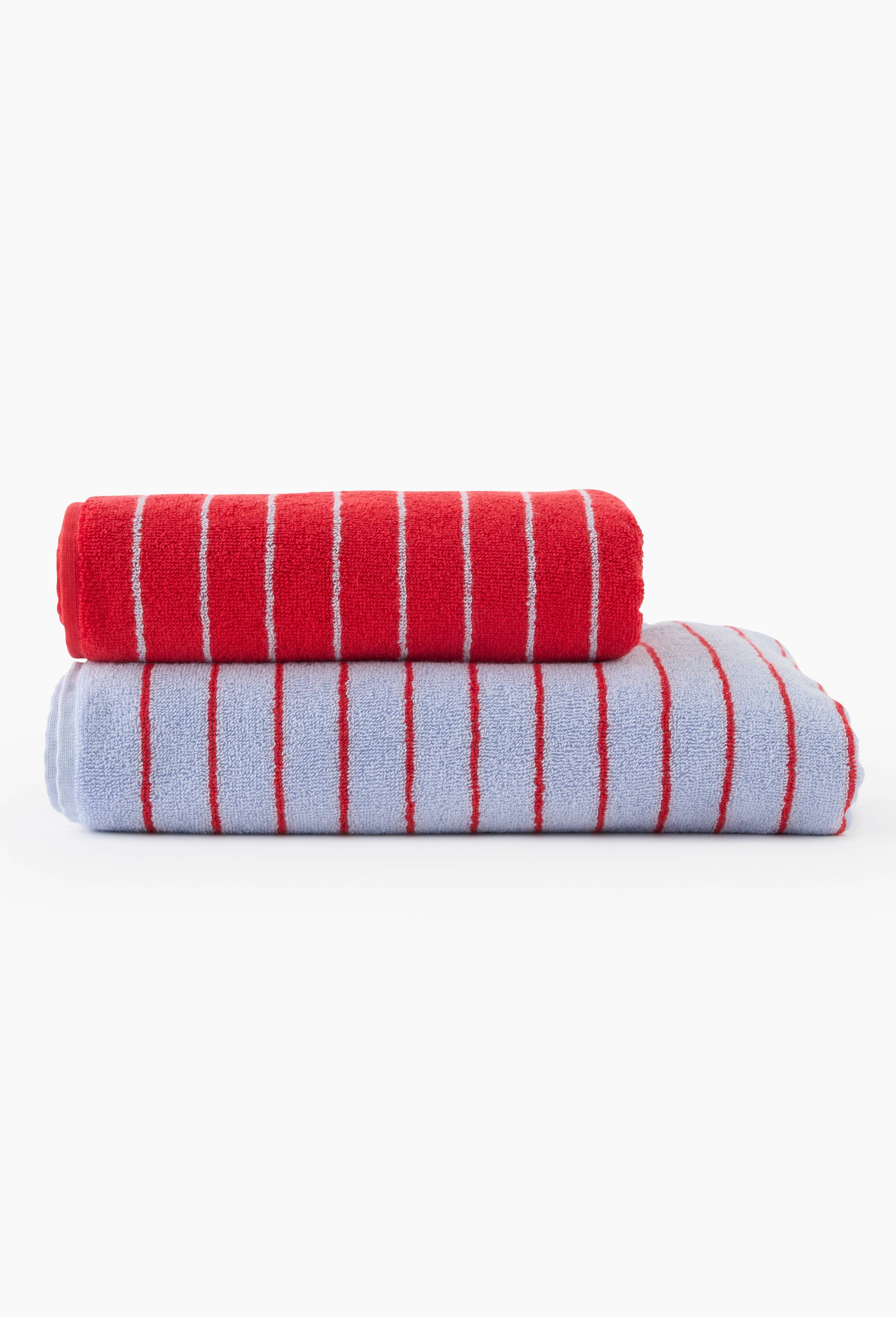 Lot avec drap de bain et serviette, 70x130cm et 50x90cm, 100% coton bio, GOTS, Bleu, large image number 0