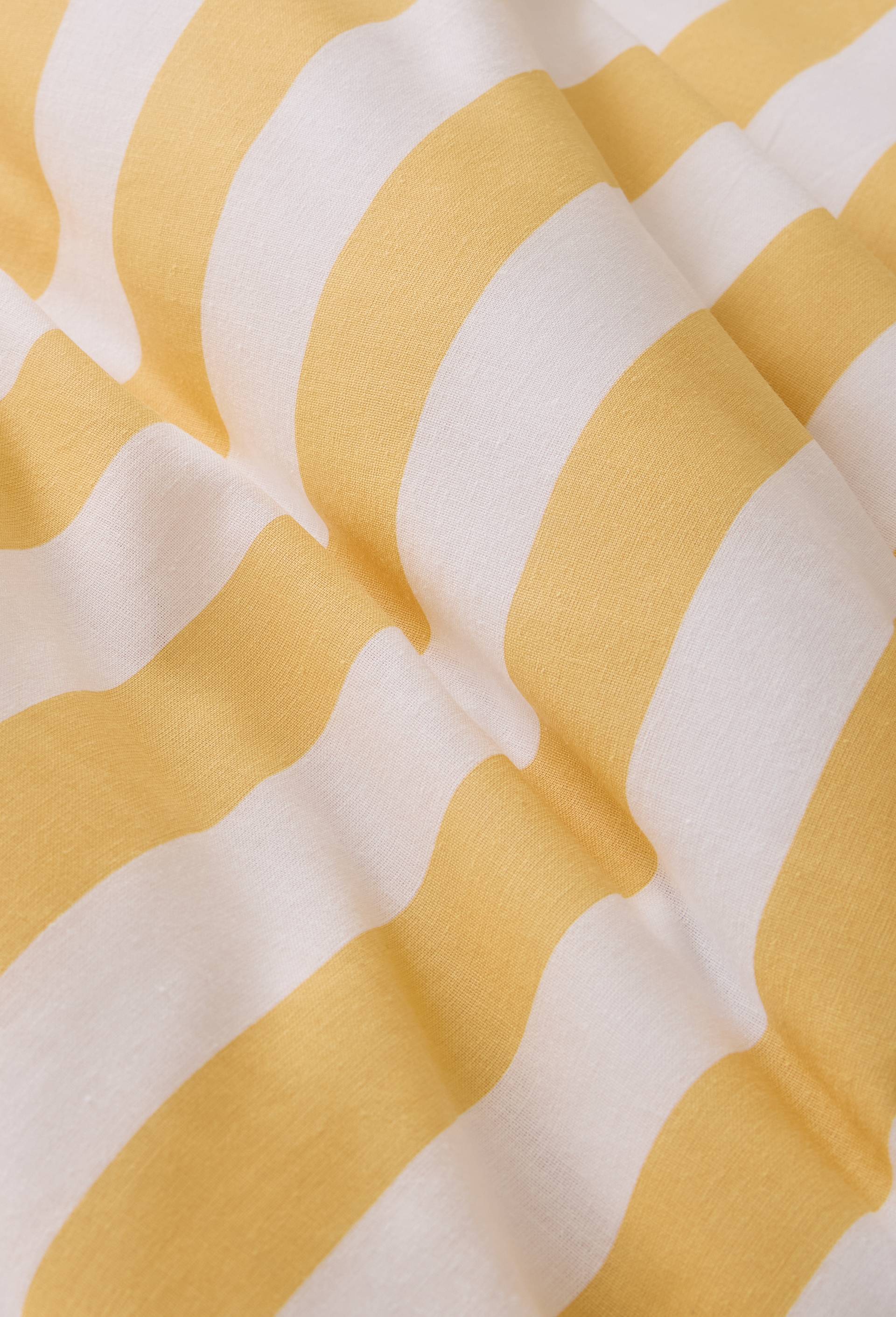 Lot avec housse de couette et deux taies d'oreiller carr&eacute;es imprim&eacute; ray&eacute;, 240x220cm et 63x63cm, 100% coton bio GOTS, Jaune, large image number 2