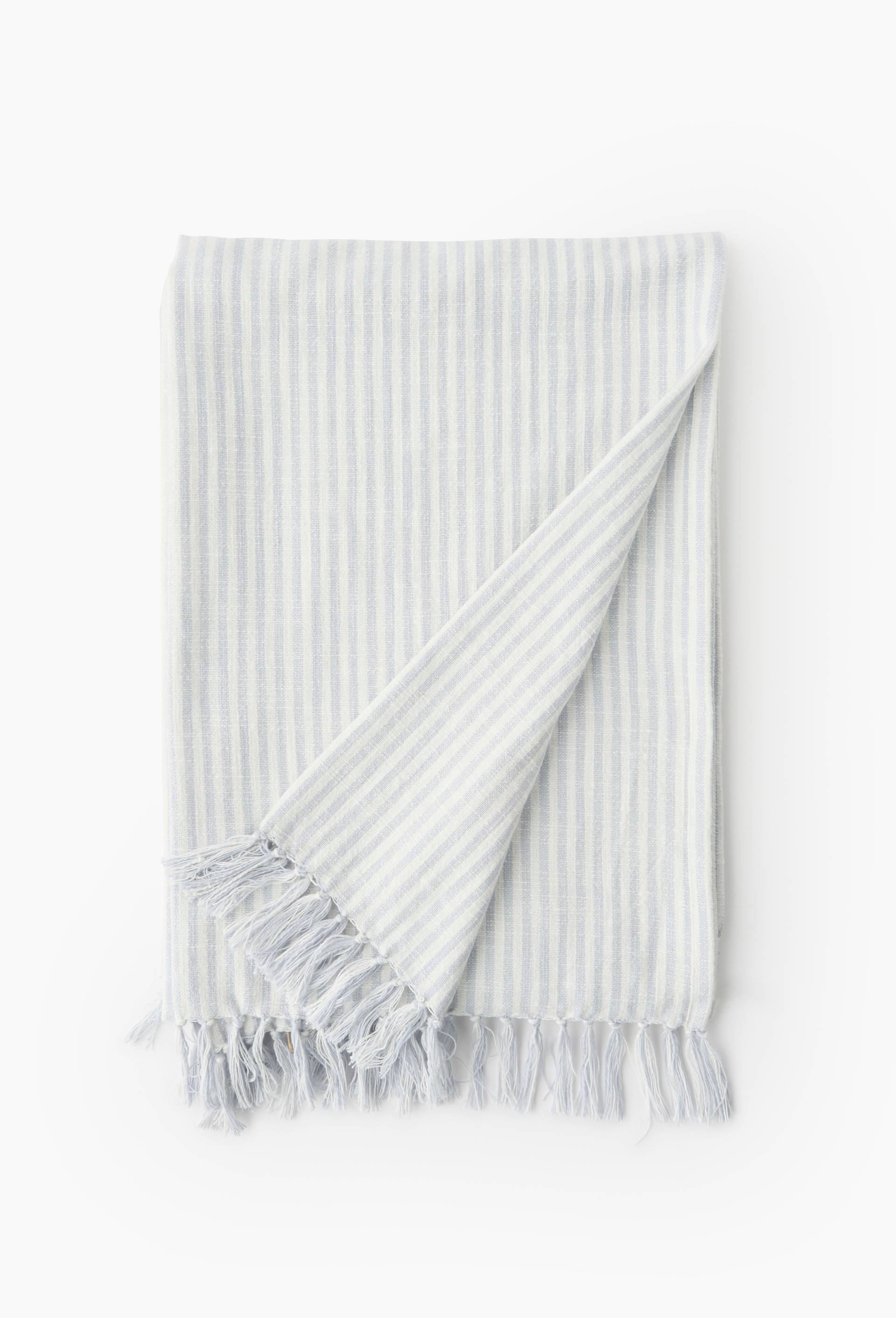 Fouta coton brod&eacute;e, 100x180cm, 100% coton, Bleu clair, large image number 1.0