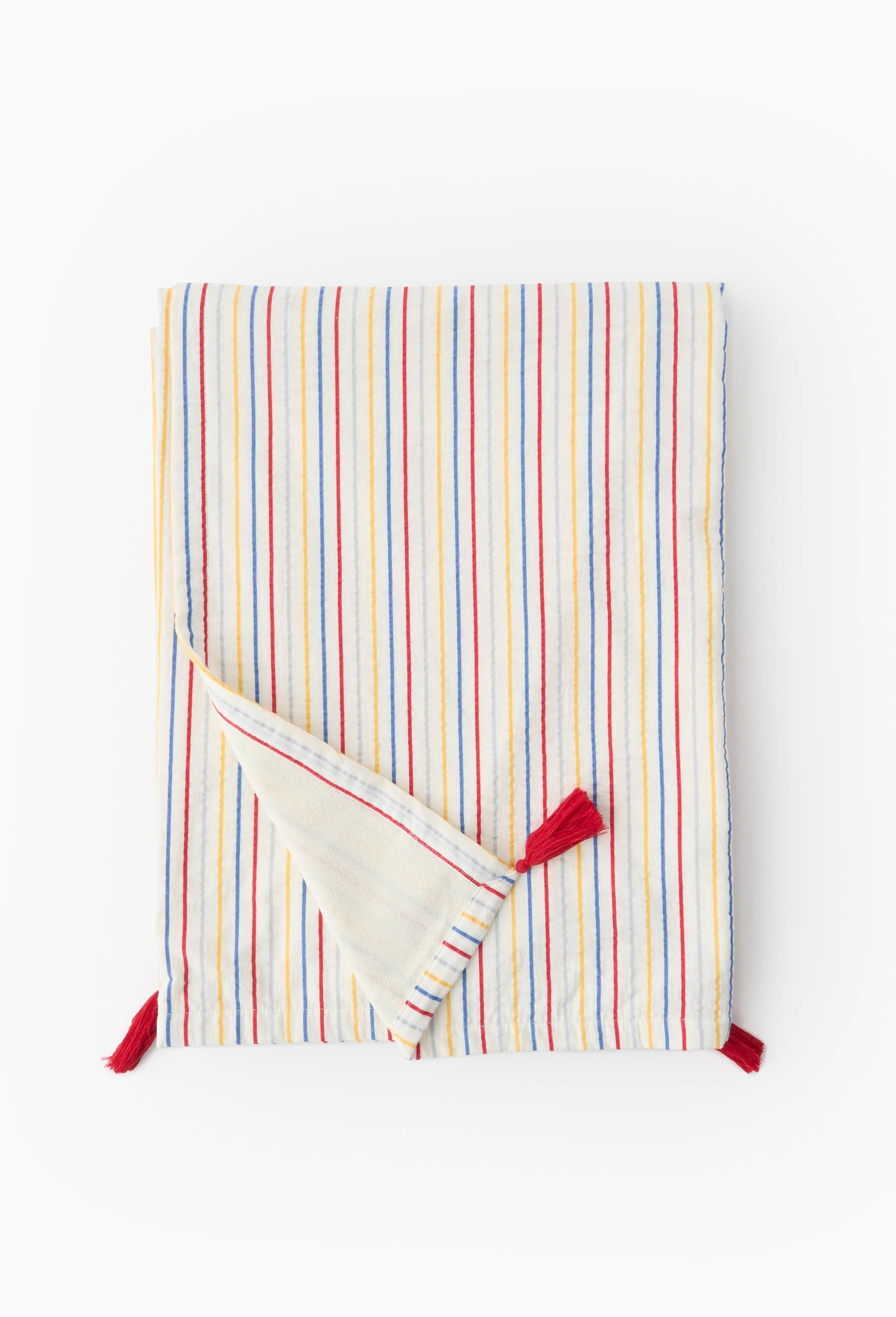Fouta coton seersucker, 100x180cm, 100% coton bio, Ecru, large image number 1
