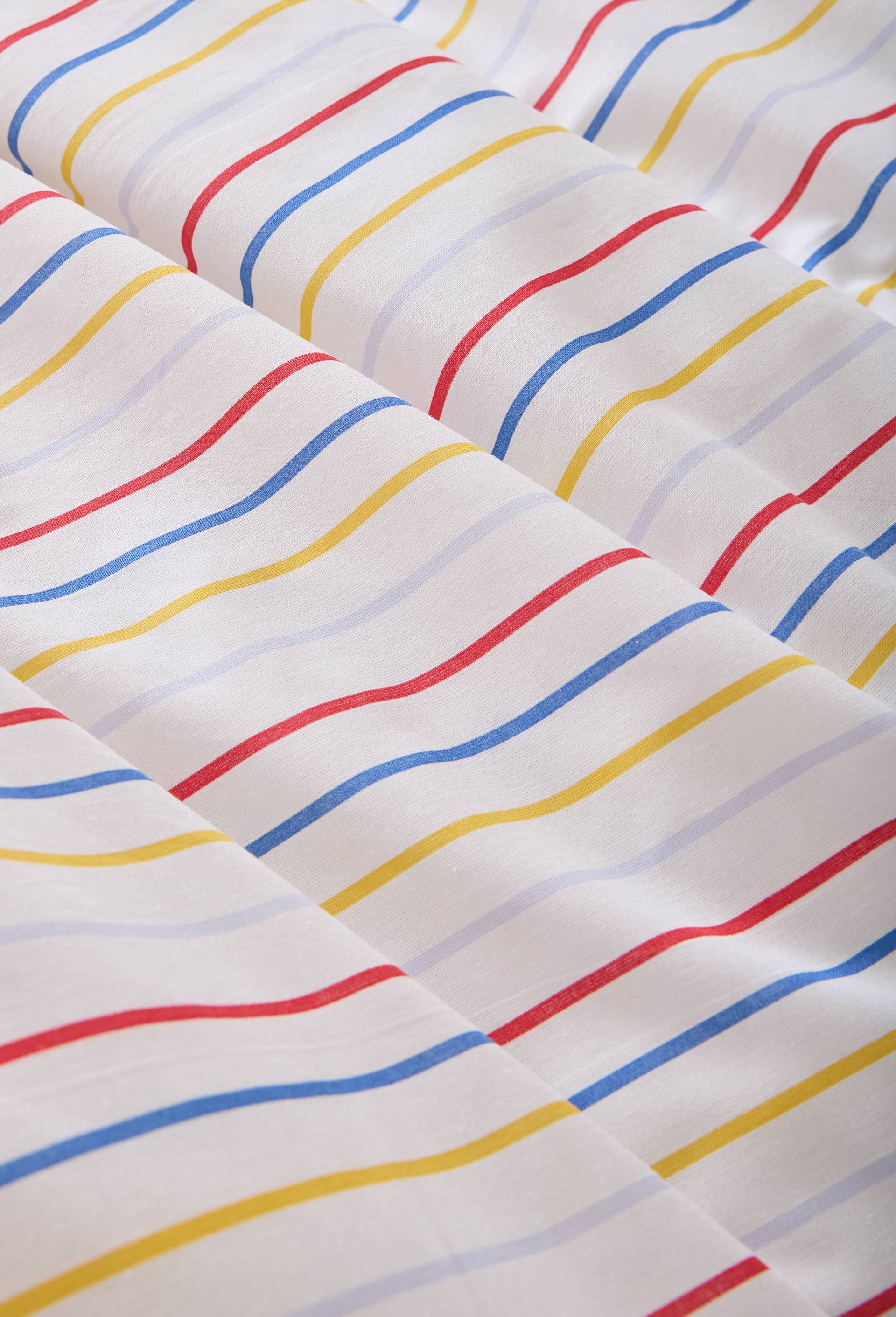 Lot avec housse de couette et deux taies d'oreiller carr&eacute;es imprim&eacute; ray&eacute;, 240x220cm et 63x63cm, 100% coton bio GOTS, Ecru, large image number 3.0