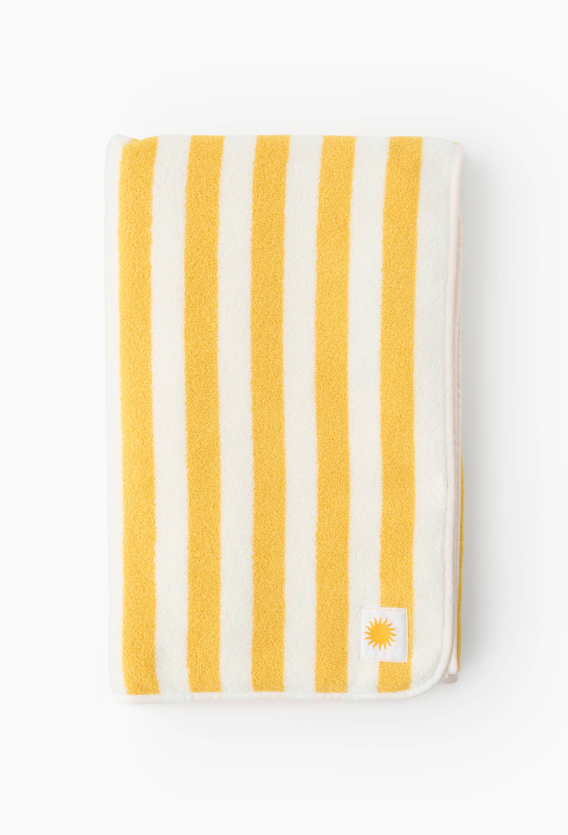 Drap de bain ray&eacute; uni, 100x150cm, 100% coton, GOTS, Jaune, large image number 1.0