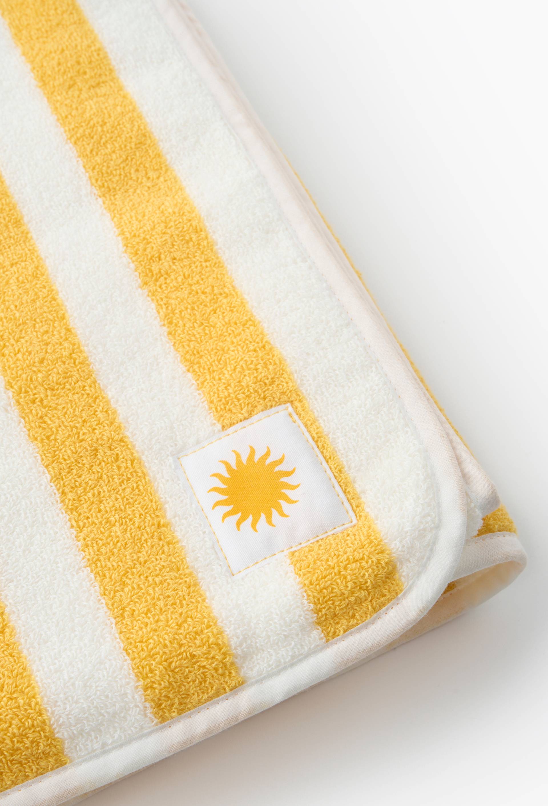 Drap de bain ray&eacute; uni, 100x150cm, 100% coton, GOTS, Jaune, large image number 2.0