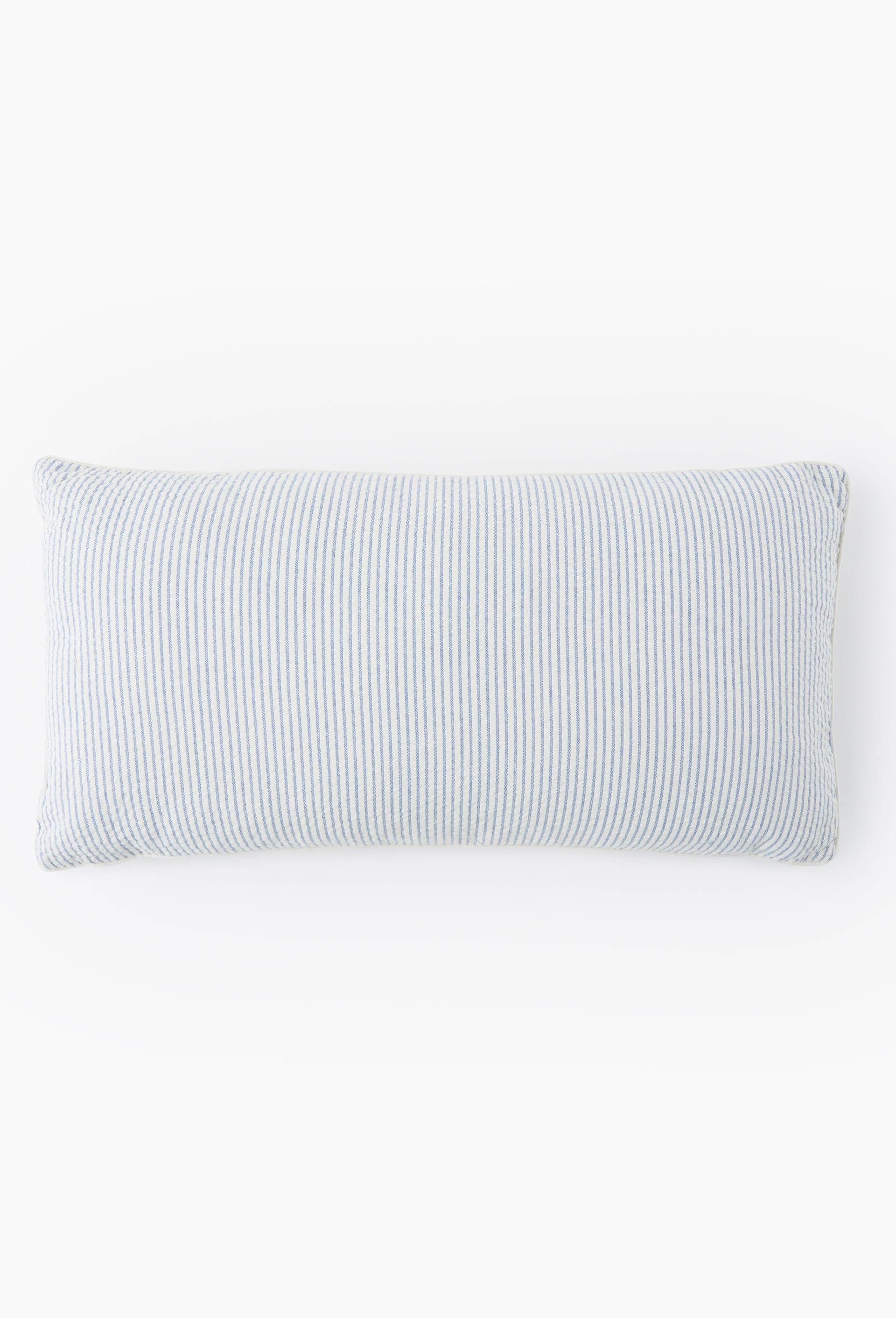 Coussin rectangulaire en coton seersucker, 35x70cm, 100% coton, Bleu, large image number 0.0