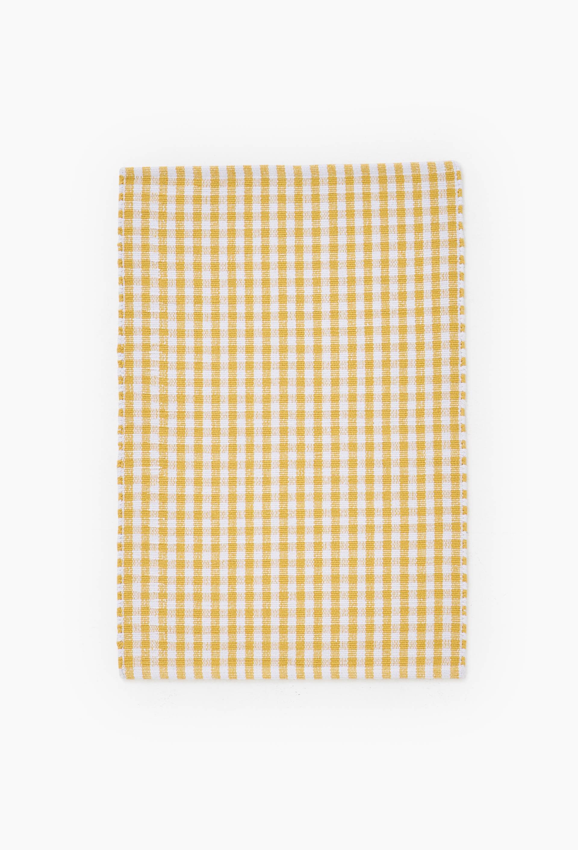 Tapis tiss&eacute; teint vichy, 60x90cm, 100% coton, Jaune clair, large image number 0