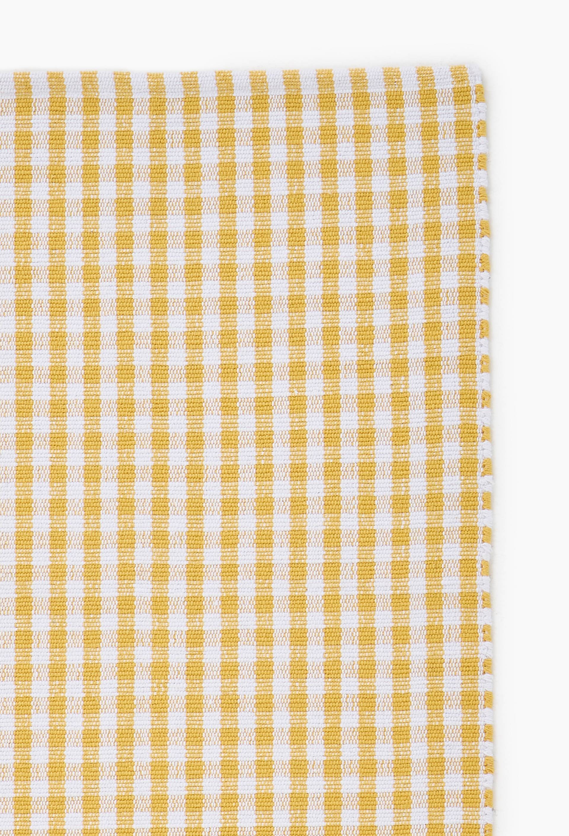 Tapis tiss&eacute; teint vichy, 60x90cm, 100% coton, Jaune clair, large image number 1