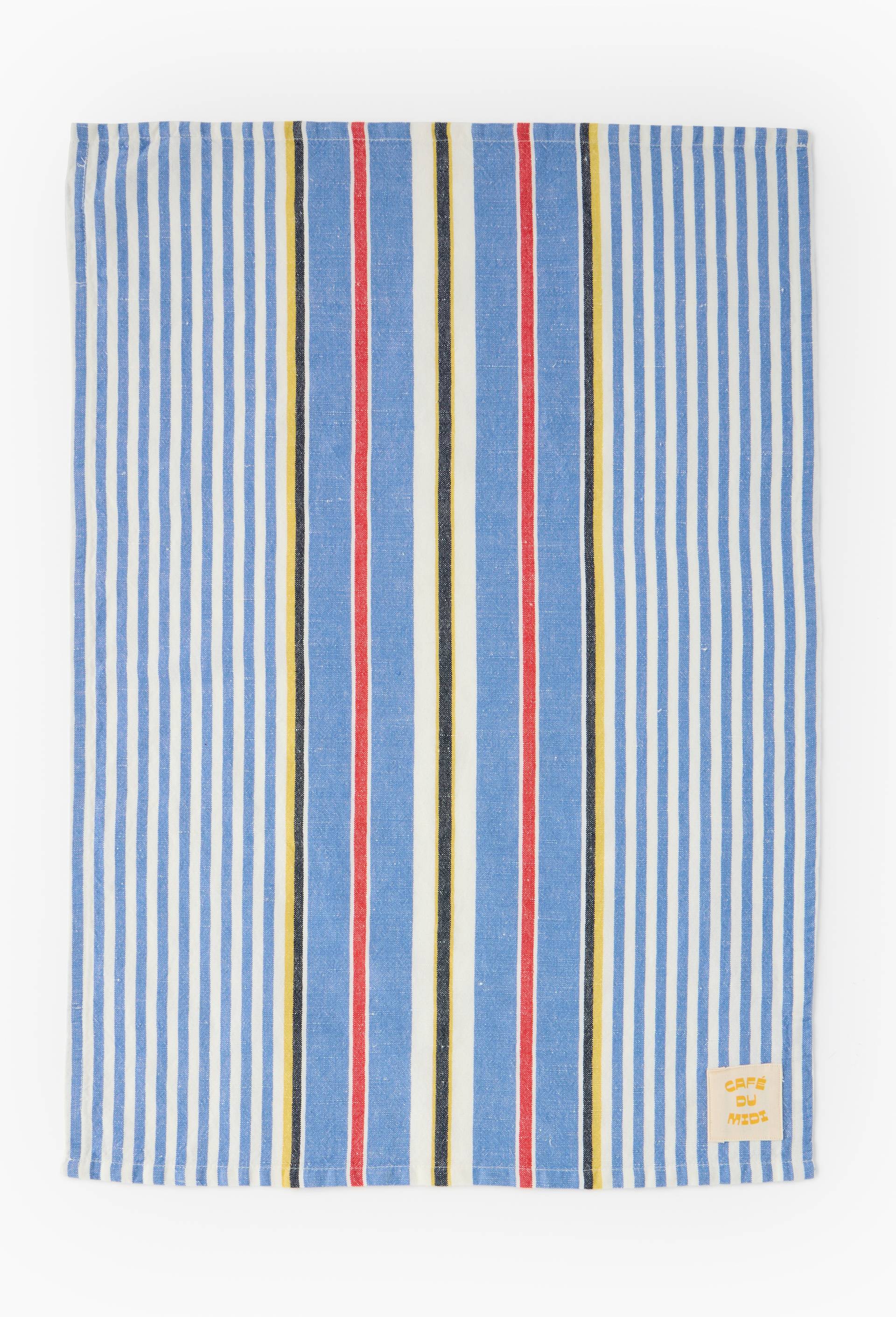 Torchon ray&eacute;, uni,  50x70 cm, 60% coton et 40% lin, Bleu, large image number 1