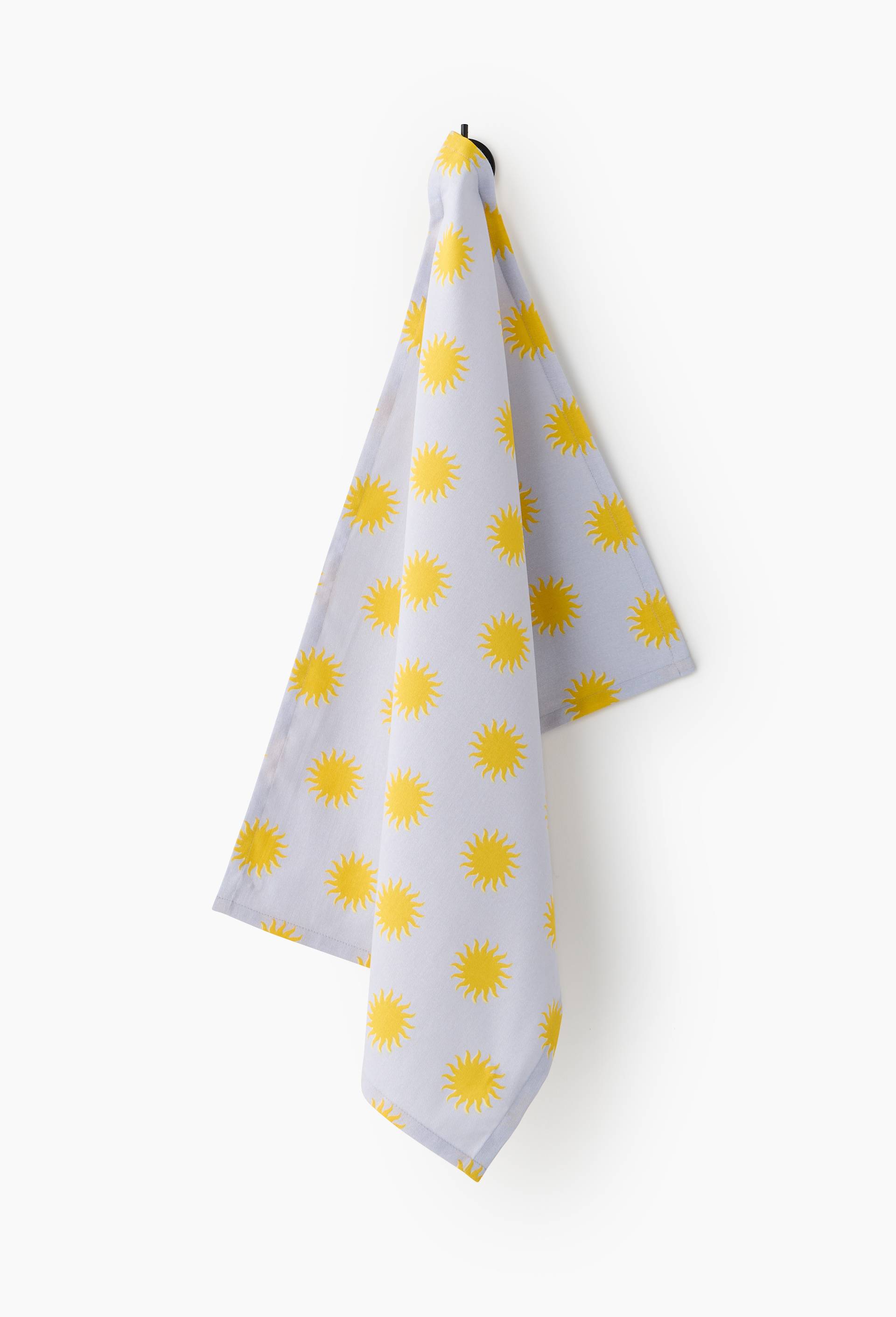 Torchon imprim&eacute; soleils, 50x70cm, 100% coton recycl&eacute;, Jaune, large image number 0
