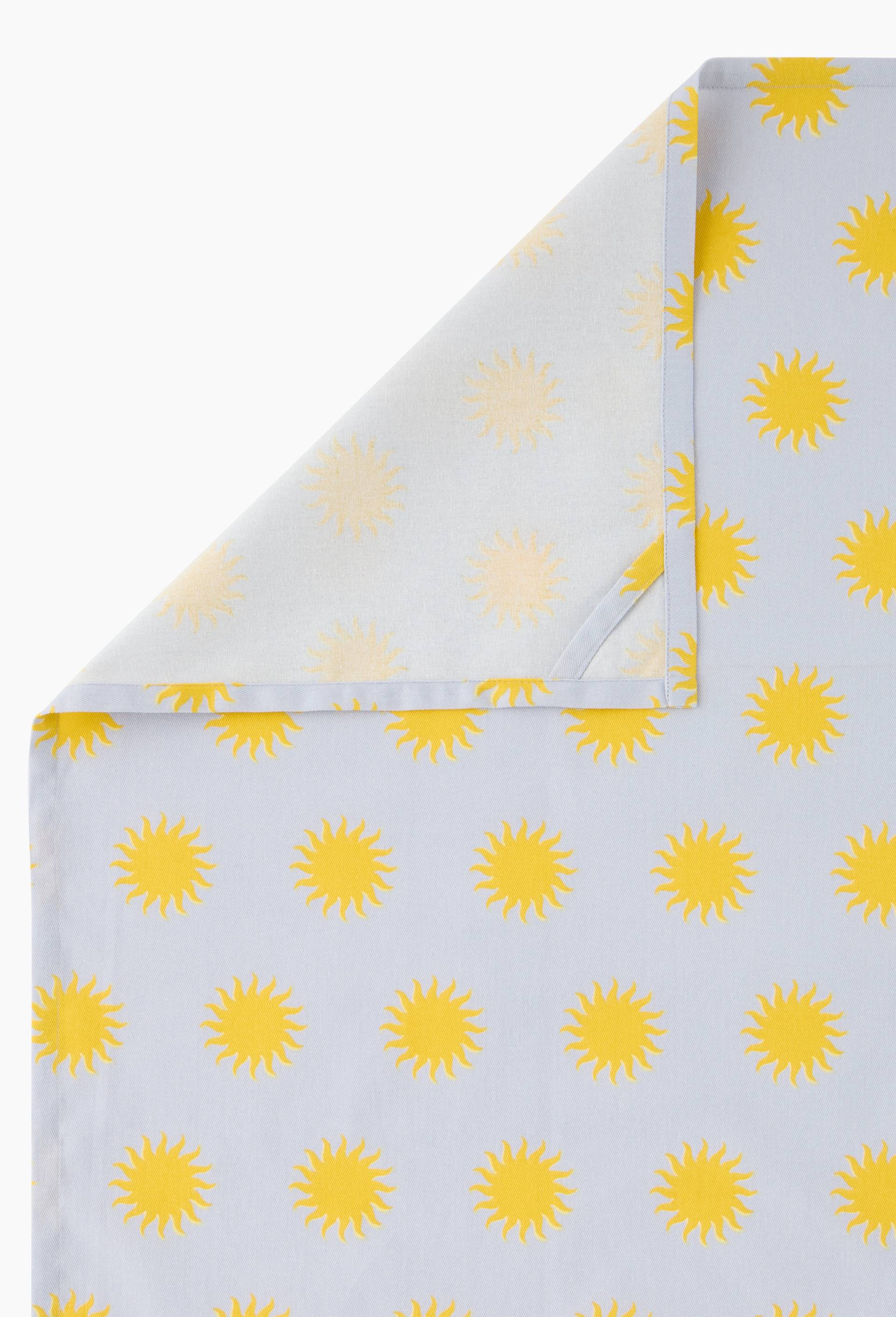 Torchon imprim&eacute; soleils, 50x70cm, 100% coton recycl&eacute;, Jaune, large image number 2.0