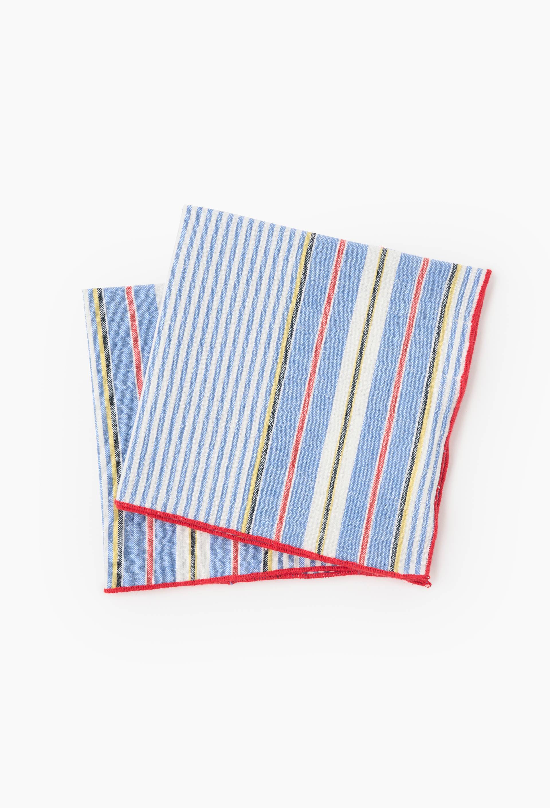 Lot de serviettes coton-lin, 40X40 cm, Bleu, large image number 0.0