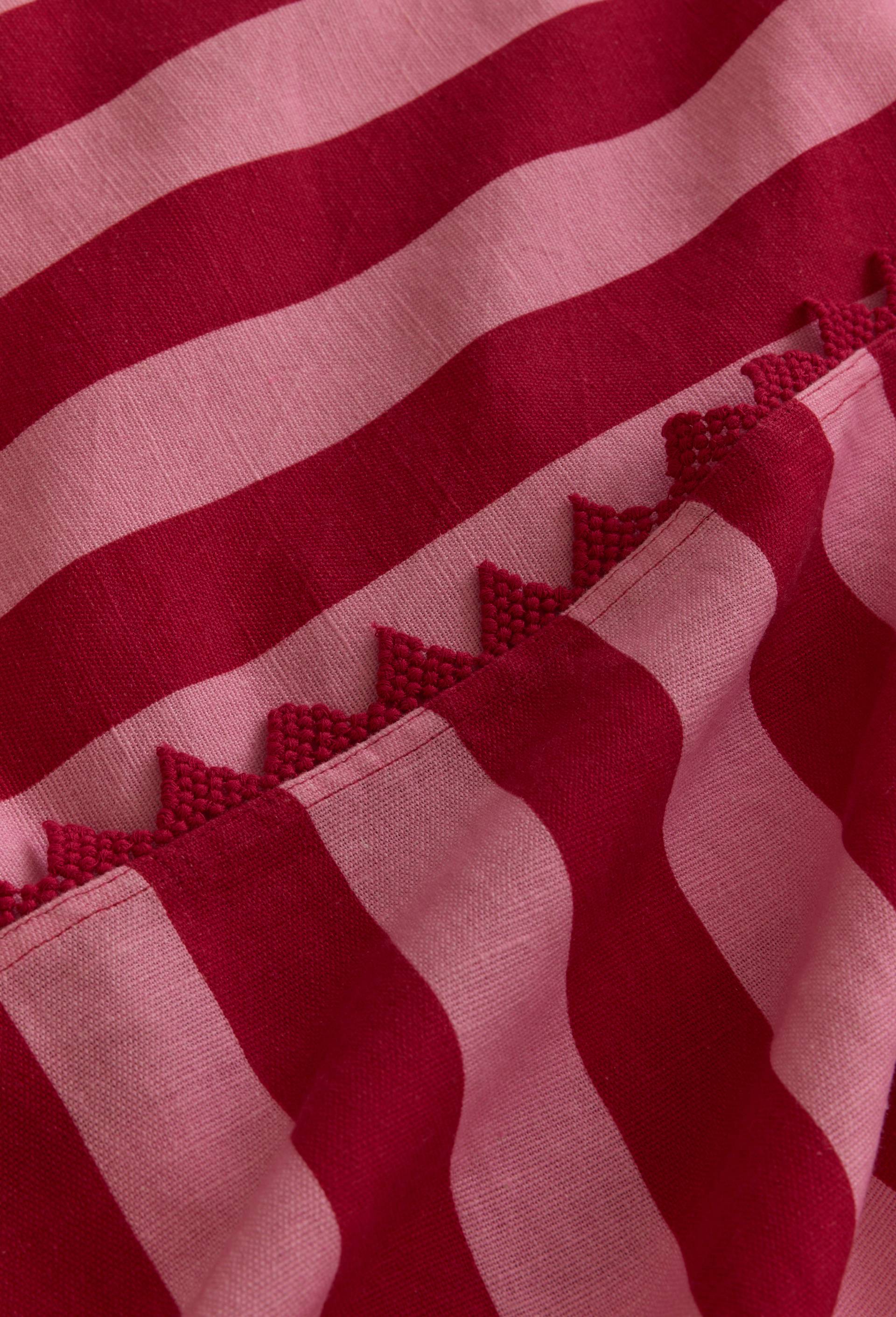Nappe &agrave; rayures 250x175  en coton lin - MESTIZ x MONOPRIX, Rose, large image number 1