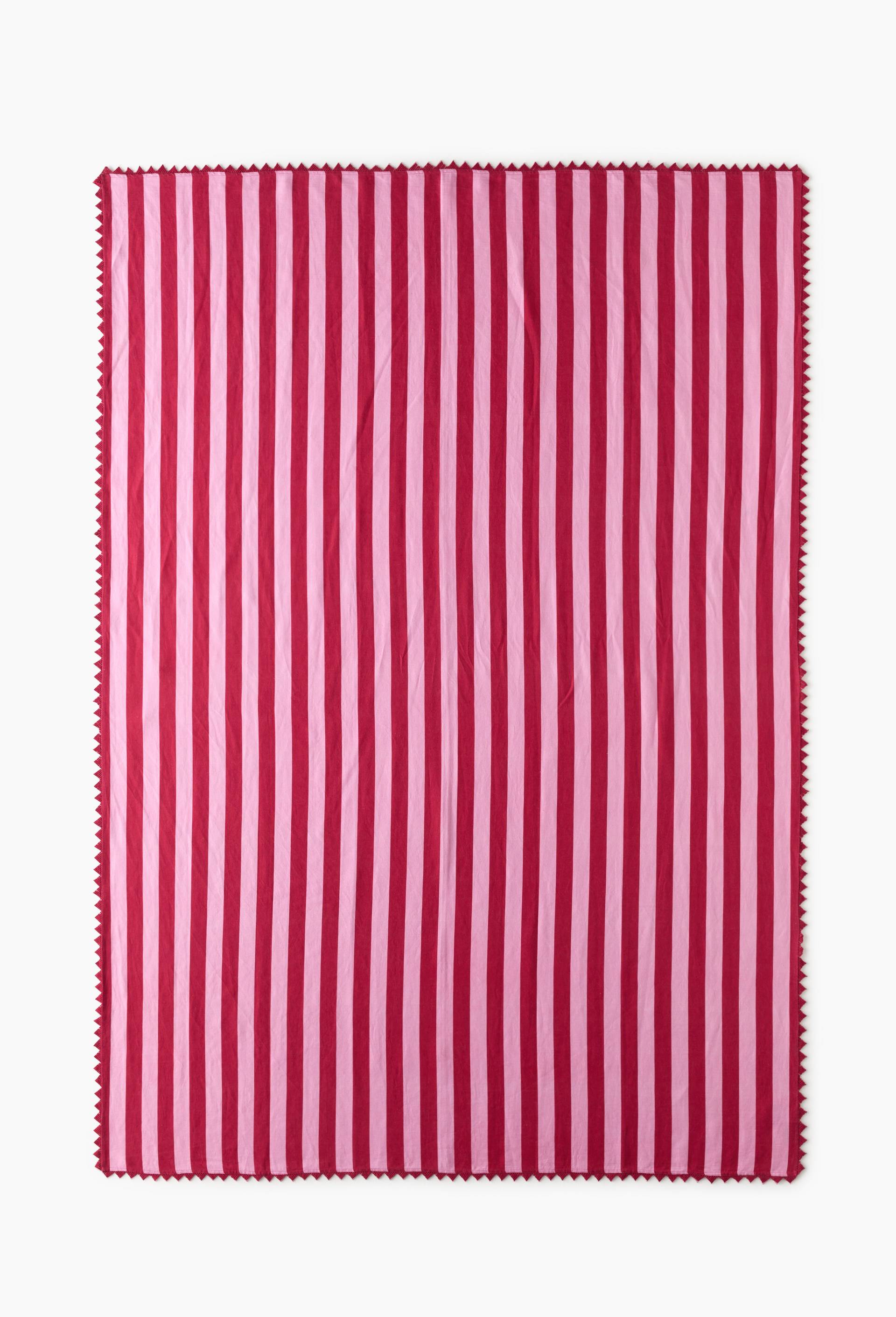 Nappe &agrave; rayures 250x175  en coton lin - MESTIZ x MONOPRIX, Rose, large image number 2