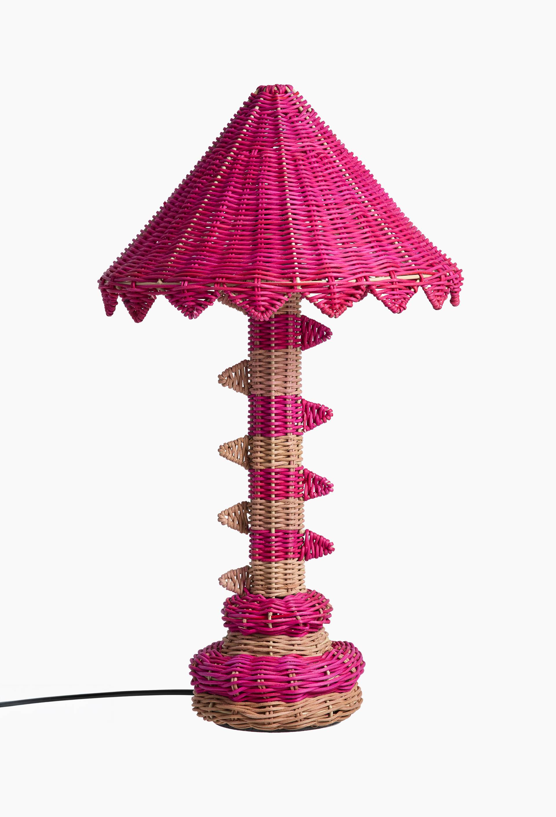Lampe &agrave; poser bicolore, 55x29.5cm, en rotin - MESTIZ x MONOPRIX, Rose, large image number 0