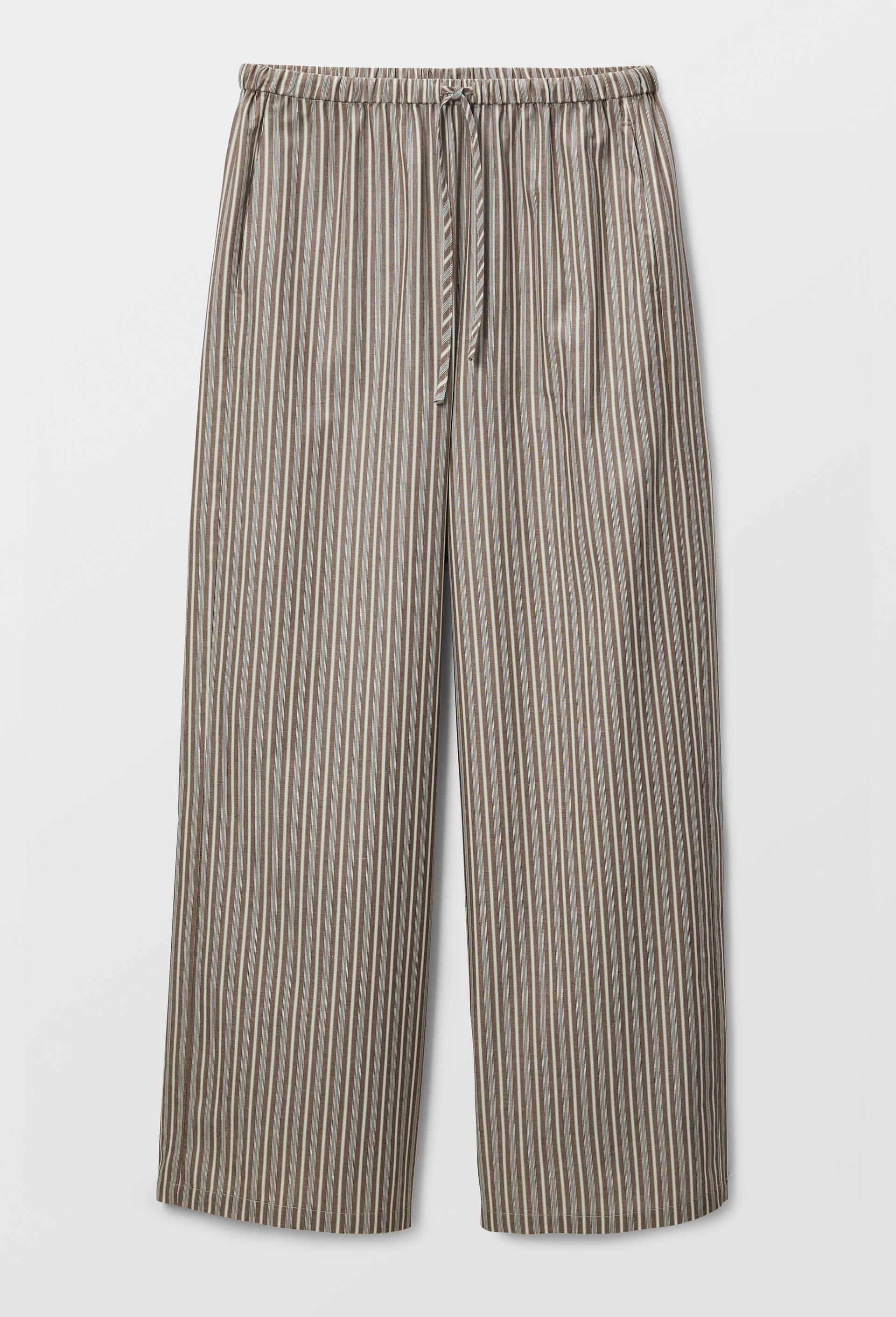 Pantalon ray&eacute; avec cordon &agrave; la taille BIO GOTS, Brun, large image number 4.0