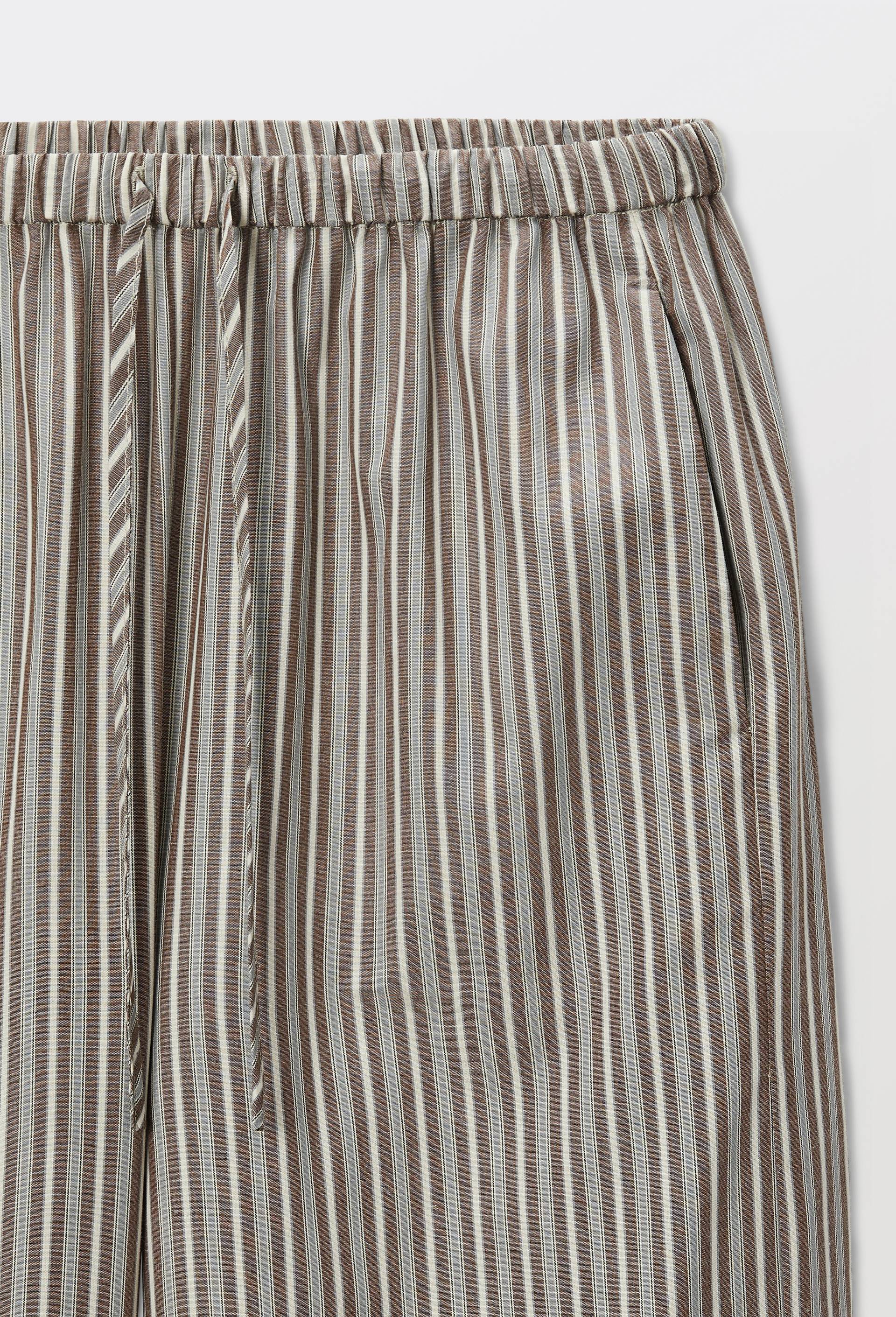 Pantalon ray&eacute; avec cordon &agrave; la taille BIO GOTS, Brun, large image number 5.0